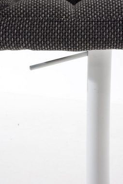 TPFLiving Barhocker Damaso (mit Rückenlehne und Fußstütze - Hocker für Theke & Küche), 360° drehbar - Gestell Metall weiß - Sitzfläche: Stoff Titangrau