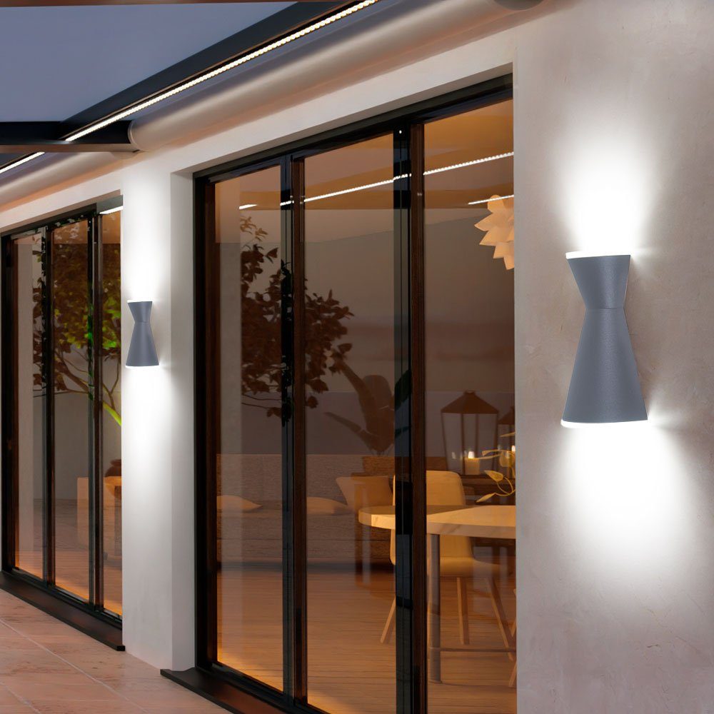 Hauswandlampe fest Außen-Wandleuchte, Up etc-shop Außenleuchte verbaut, Wandleuchte Terrasse, Warmweiß, Wandlampe LED-Leuchtmittel