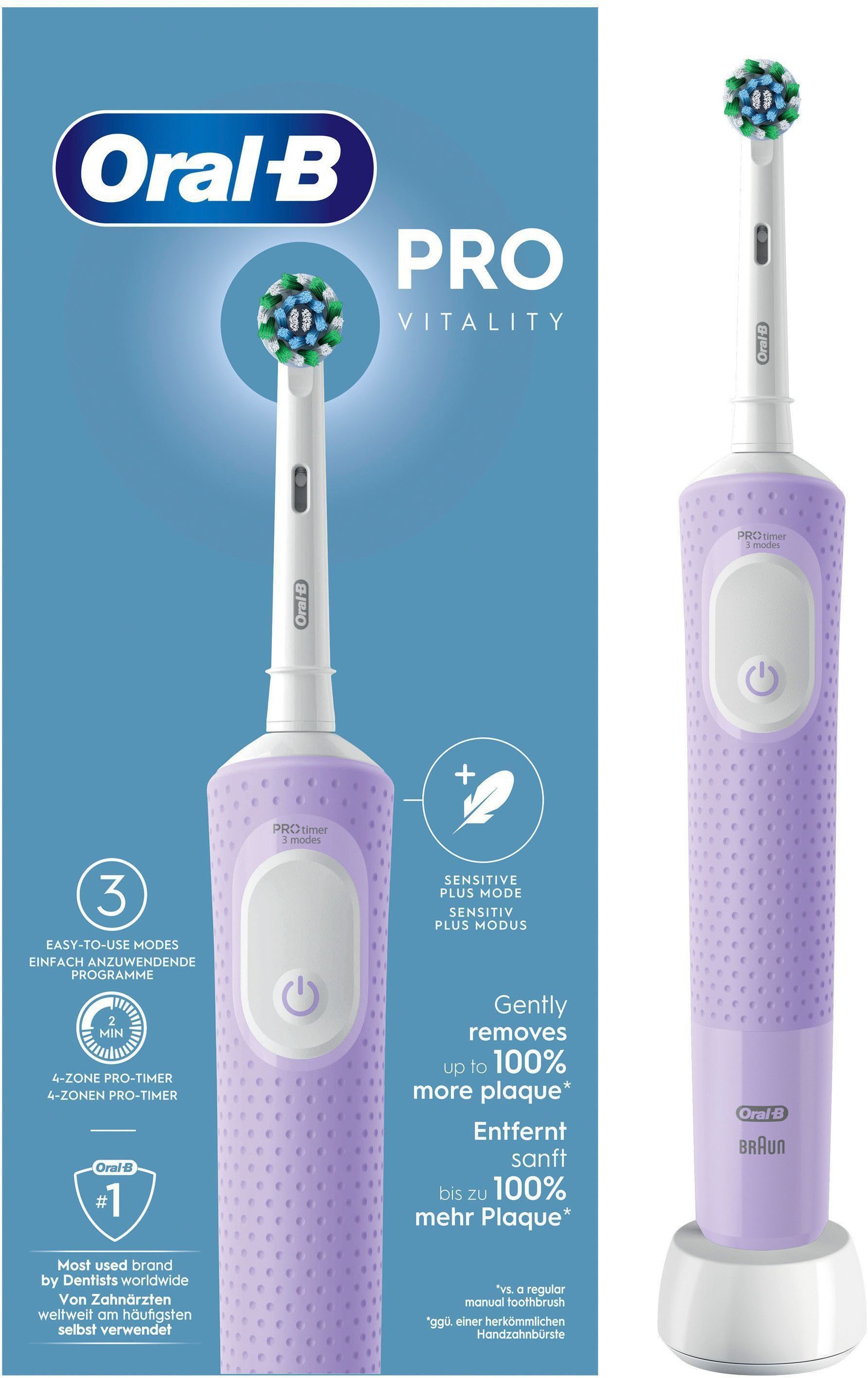 Oral-B Elektrische Zahnbürste Oral-B Pro Vitality, Aufsteckbürsten: 1 St., 1 Aufsteckbürste