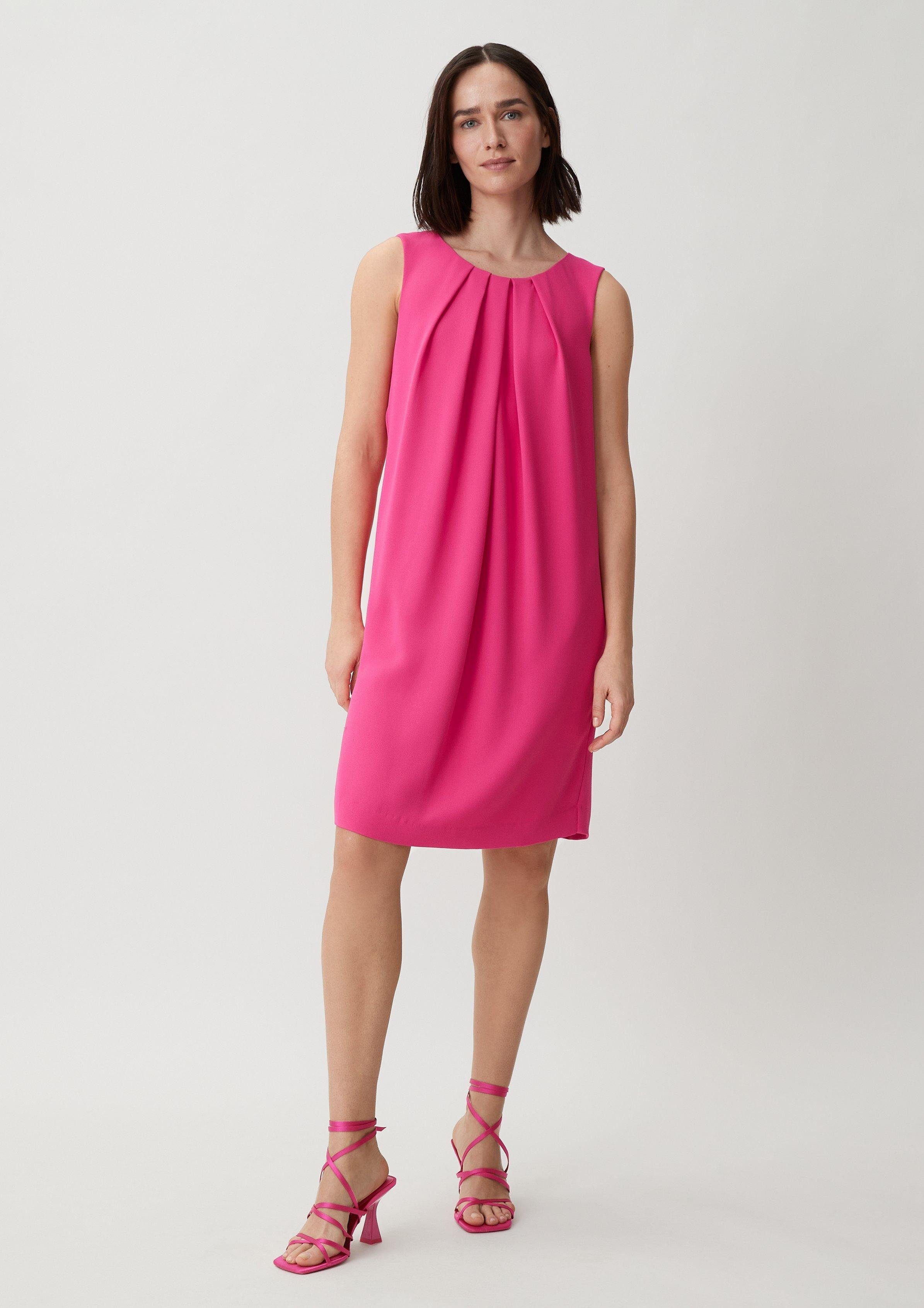 Comma Minikleid Kurzes Kleid aus Raffung Teilungsnähte, Crêpe pink