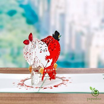 paperdora Valentinstagskarte 3D Pop-Up-Karte „Valentinstag“ mit Umschlag und Wachssiegel, Grußkarte Valentinstag Liebe Geschenk