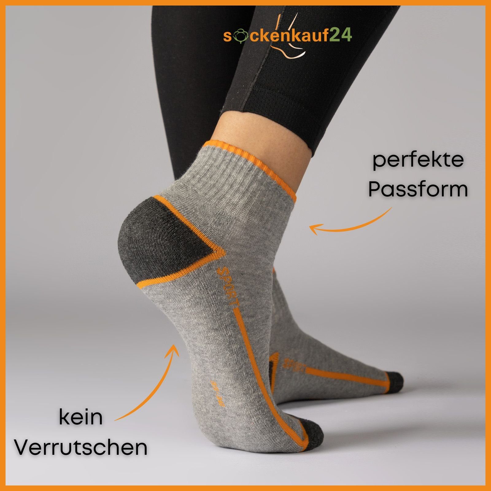 sockenkauf24 Sneakersocken 6 oder 12 Paar SPORT Socken Damen & Herren Sportsocken (12-Paar, 43-46) mit Frotteesohle Baumwolle - 16215/18 – Bild 3 von 5