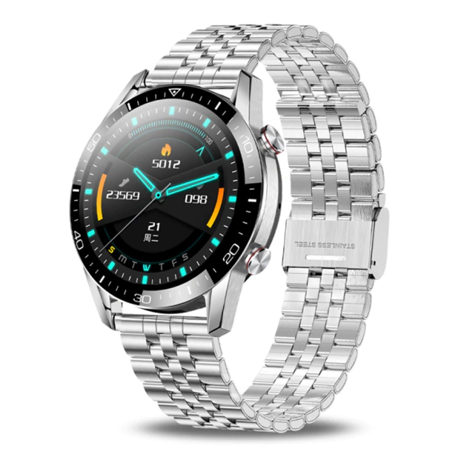 TPFNet SW19 Smartwatch (3.3 cm/1.30 Zoll), mit Edelstahl Armband -  individuelles Display - EKG Armbanduhr mit Musiksteuerung, Herzfrequenz,  Schrittzähler, Kalorien, Social Media etc. - Silber online kaufen | OTTO