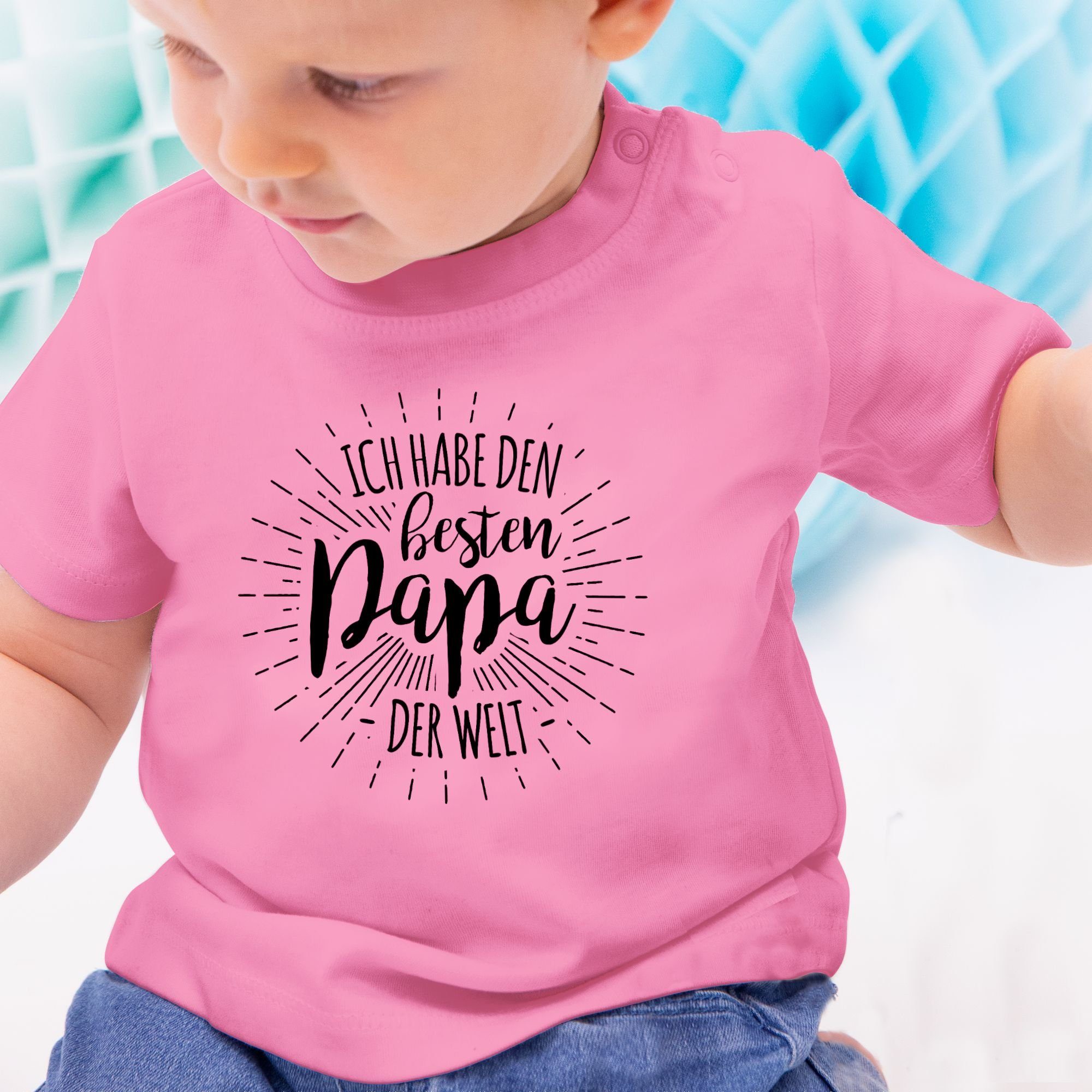 Shirtracer T-Shirt habe Pink der Welt Papa besten Vatertag Baby den Geschenk Ich 3