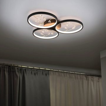 TRIO Leuchten LED Deckenleuchte Groovy, Dimmfunktion, mehrere Helligkeitsstufen, LED fest integriert, Warmweiß, Deckenlampe 3000K mit Glas-Deko, 3 Dimmstufen, LED 30W 3600 Lumen