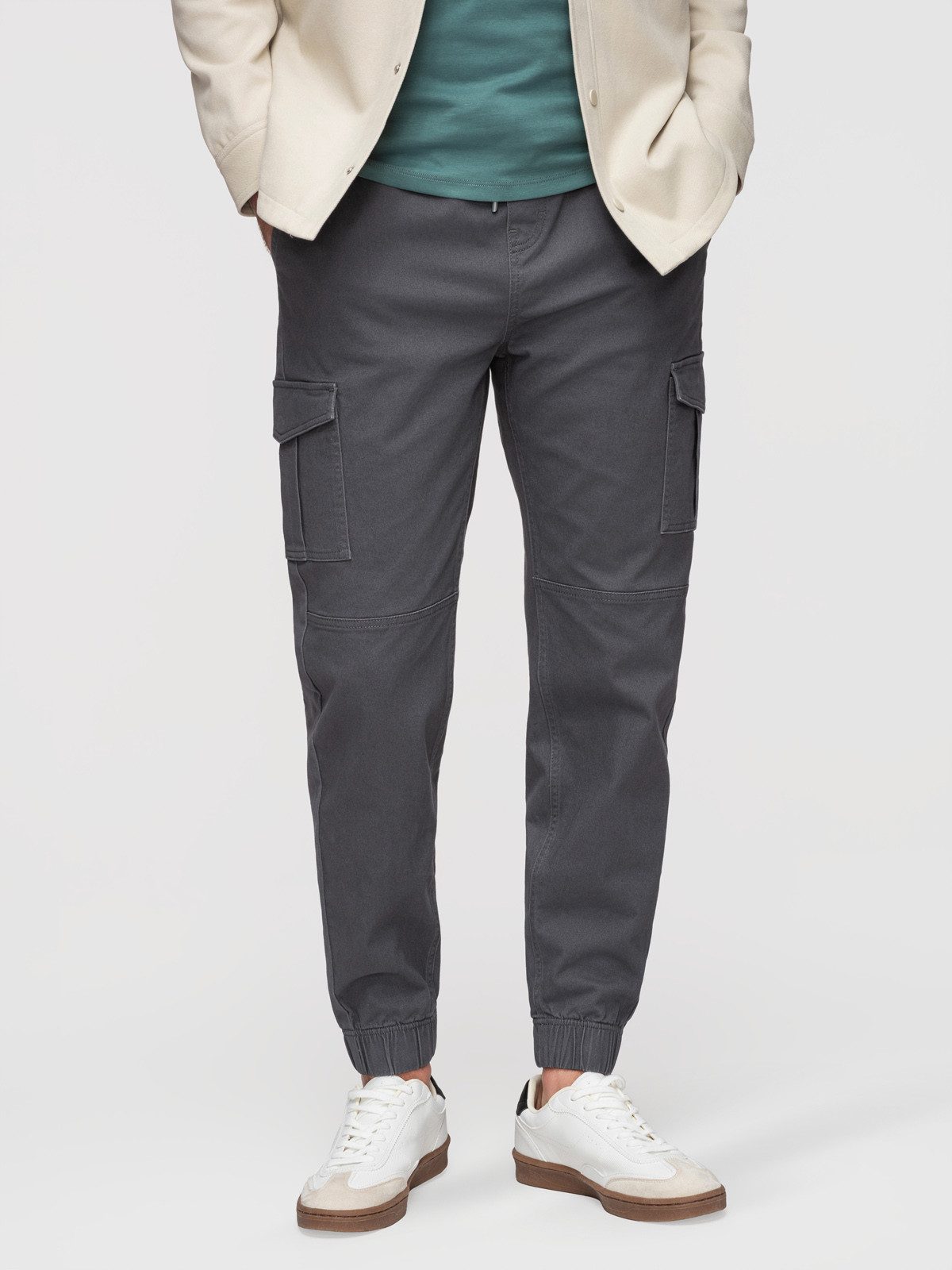 Cargohose Herren Jogginghose mit Cargo-Taschen und verstellbarem Bund Graphite S