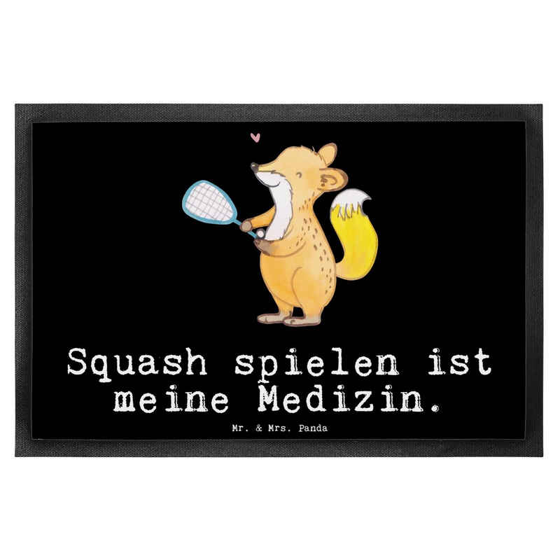 Fußmatte »Fuchs Squash spielen Medizin - Schwarz - Geschenk, Ballsport, Vorlege«, Mr. & Mrs. Panda, Höhe: 0.6 mm