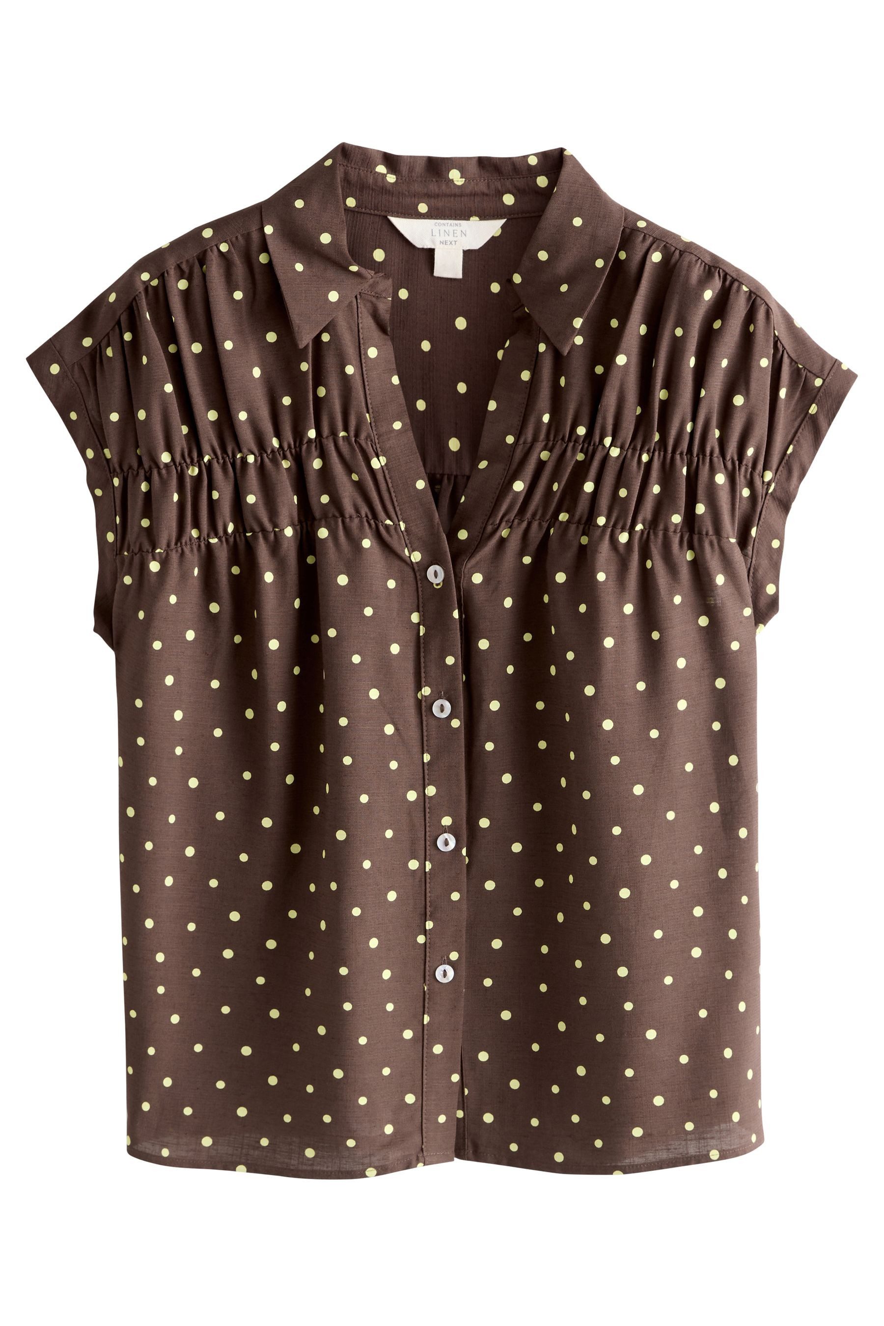 Next Kurzarmhemd Kurzarmbluse mit Leinenanteil (1-tlg)