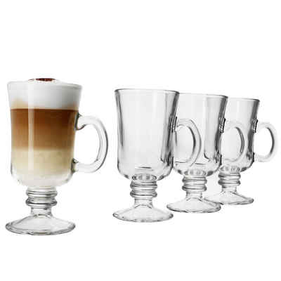 MamboCat Latte-Macchiato-Glas 4x Irish Coffee Gläser mit Henkel 180ml Tee-Glas Kaffee-Gläser, Glas