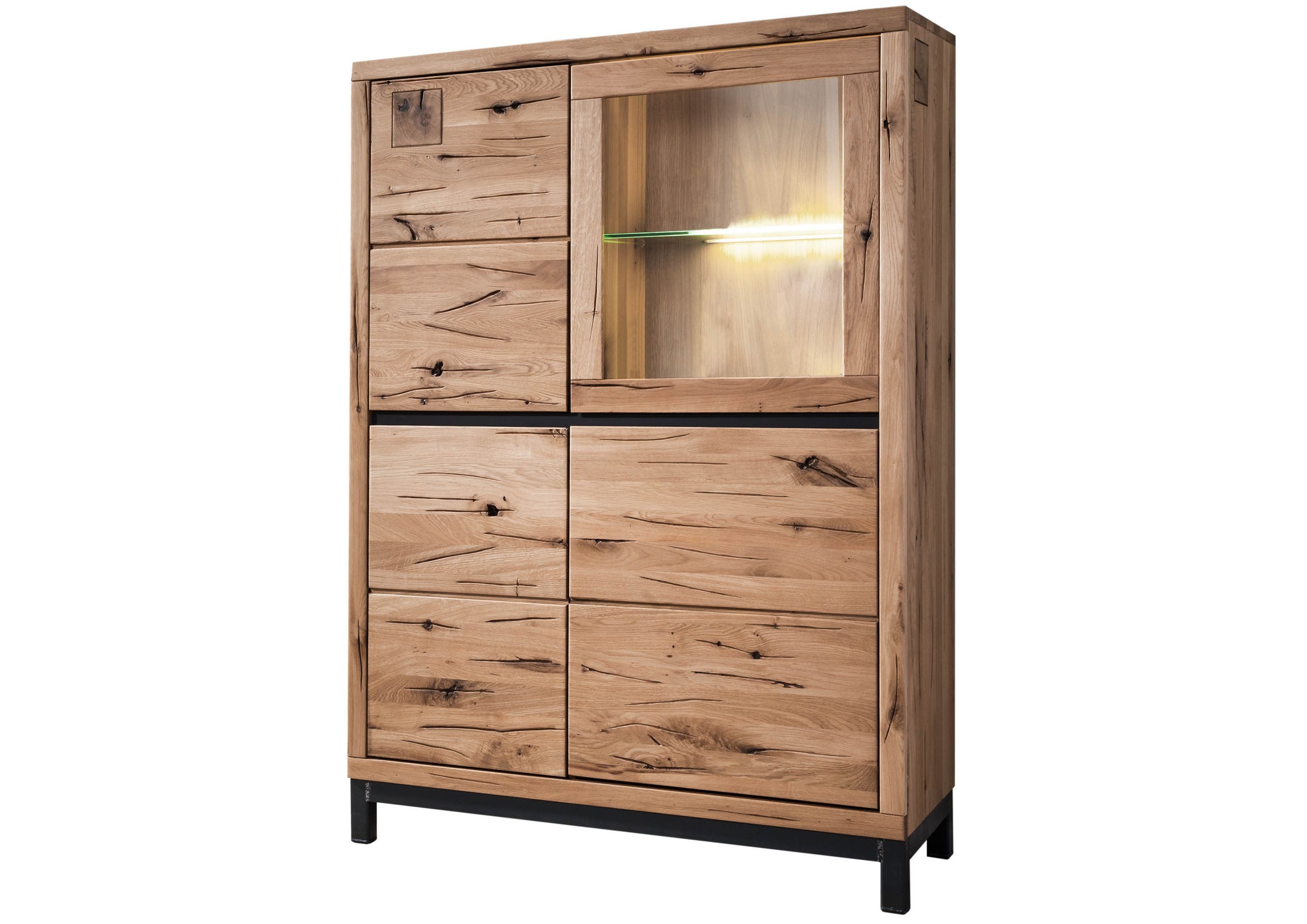 Massivmoebel24 Highboard VILLANDERS Wildeiche Massivholz natur (Massivholz montiert 92 kg VILLANDERS #105), Wildeiche 103x40x148 cm (BxTxH) natur geölt