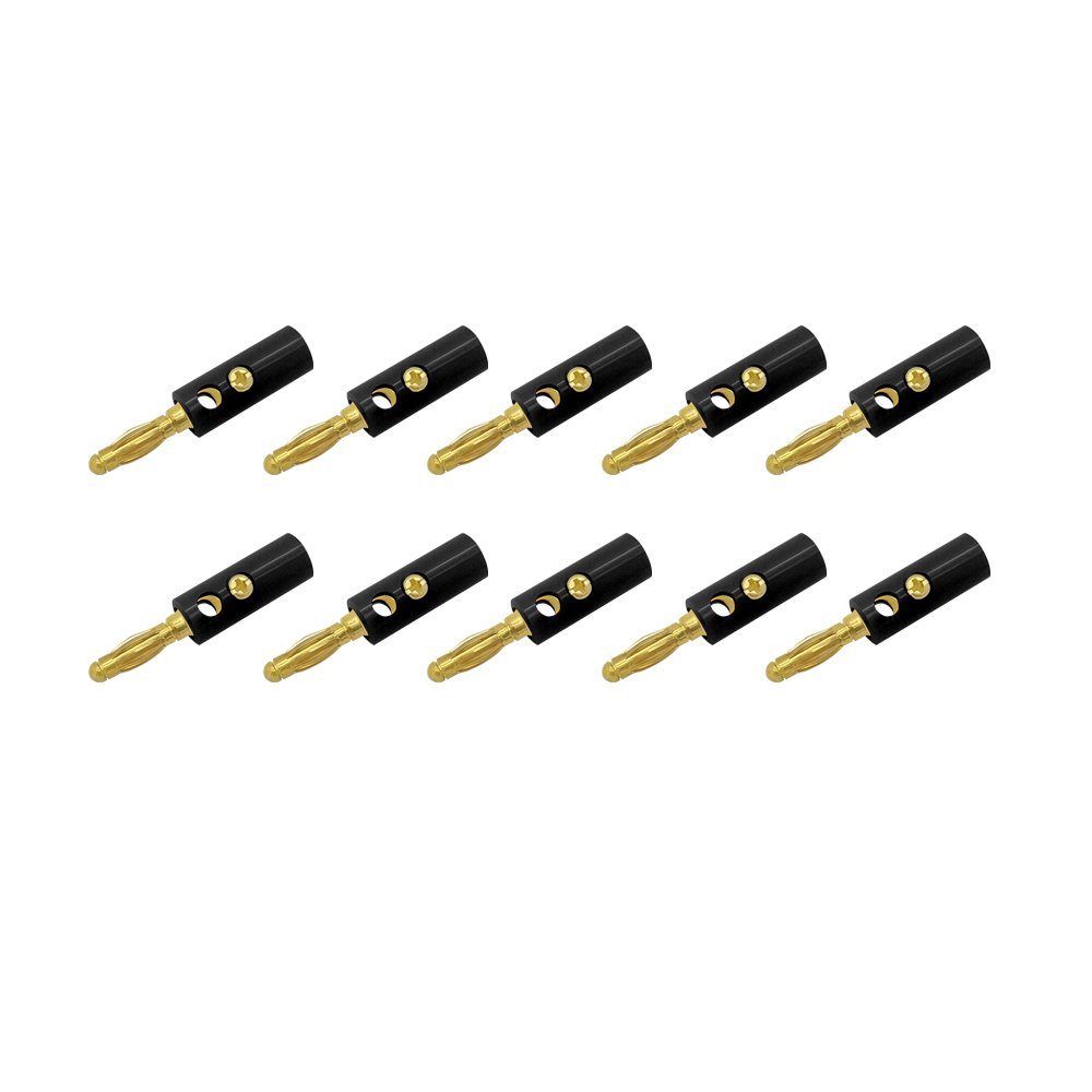 ARLI Bananen Stecker Buchse mit Lötfahne vergoldet 4 mm Audio-Adapter, 10x Bananenstecker + 10x Bananenbuchse schwarz