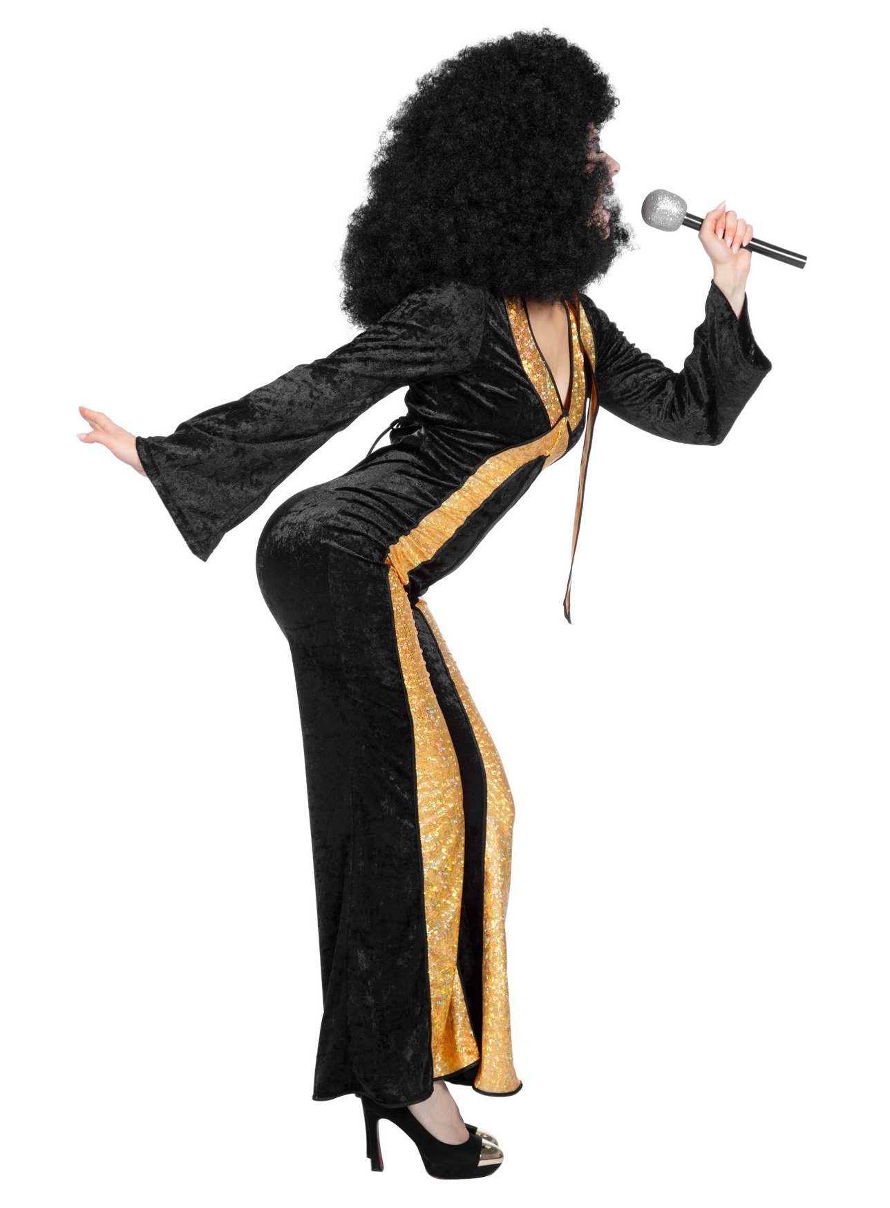 Metamorph Kostüm Goldie Disco Catsuit - Schlager Fasching Kostüm, Schwarz-g günstig online kaufen