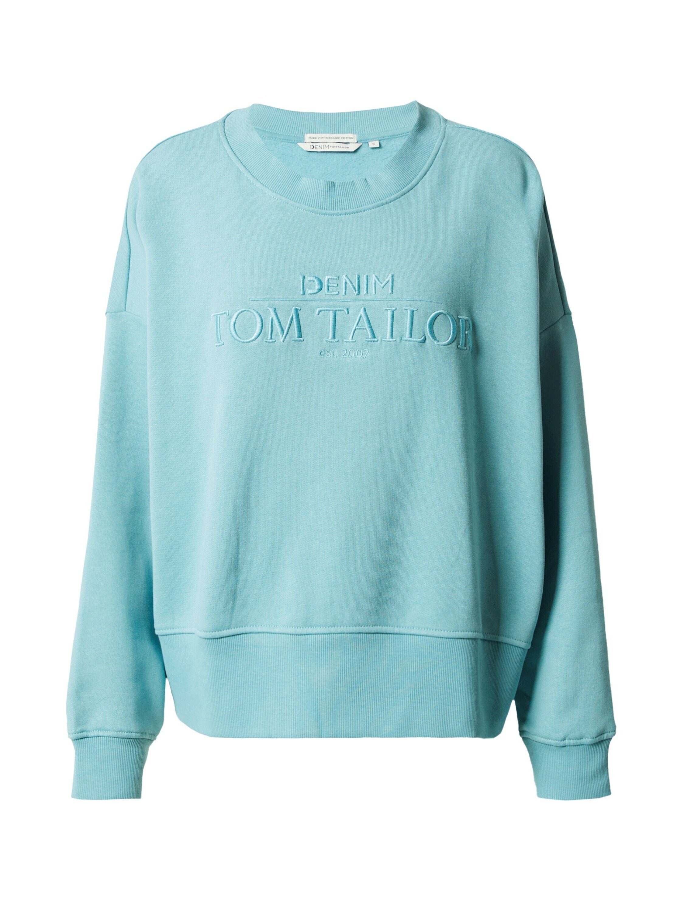 TOM TAILOR Denim Sweatshirt (1-tlg) Stickerei, Weiteres Detail Bright Reef Blue 30271