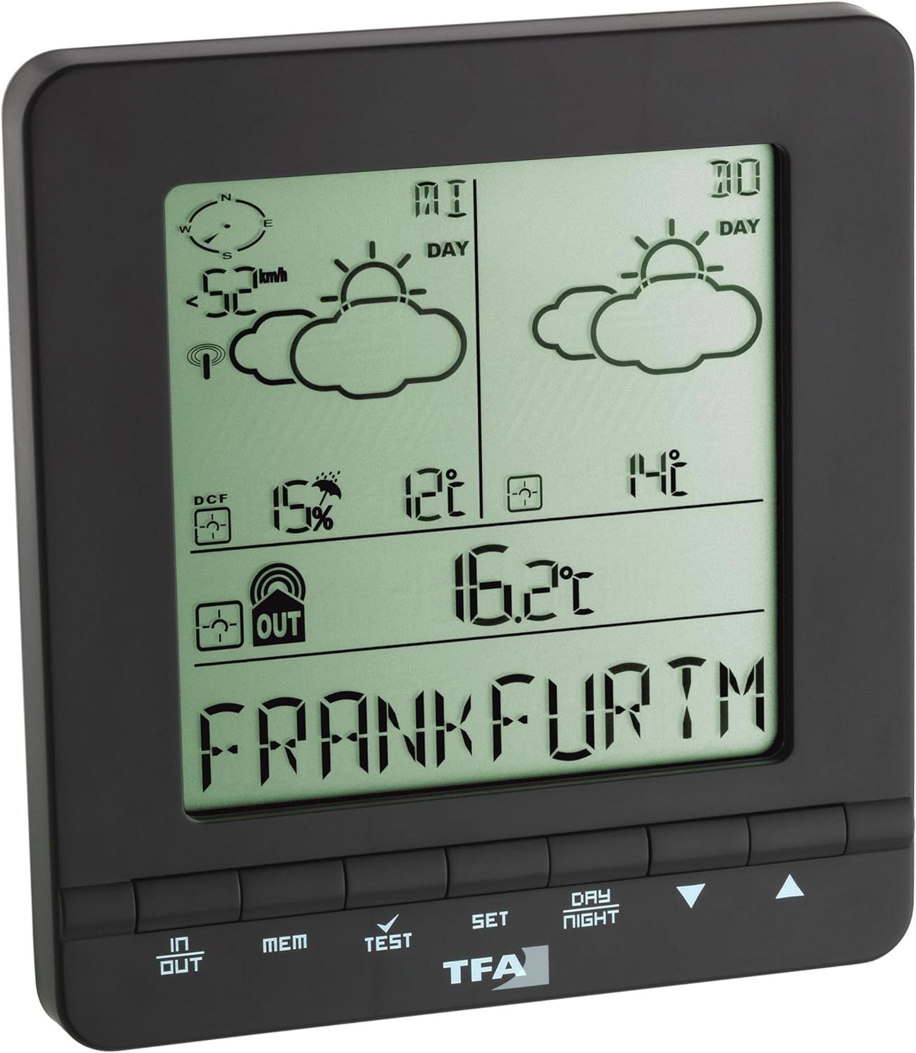 Tfa TFA Dostmann Meteotime Easy Wetter Info Center und Außentemperatur Wetterstation (Digitales Display, Drahtlos, Funkübertragung)