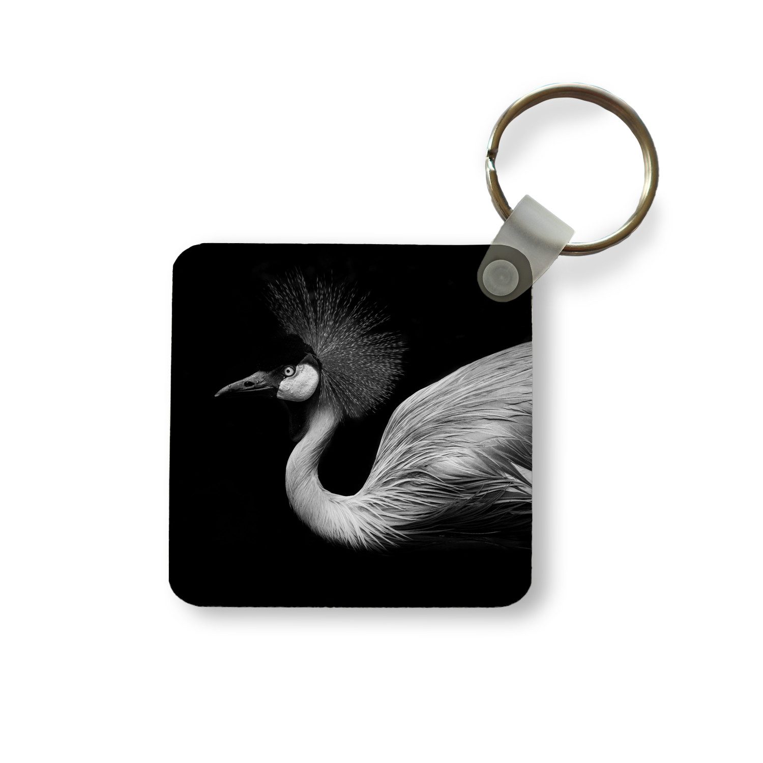 Schlüsselanhänger Kranich - Schwarz - Weiß - Vogel - Tiere