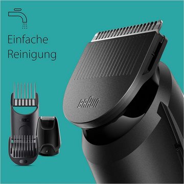 Braun Haarschneider All-In-One Bartpflege Bodygroomer Set, 6-in-1 Barttrimmer, Elektrischer Bartschneider und Rasierer zum Trimmen Stylen Rasieren, Herren, Kammaufsätze, 50 Min. kabellose Laufzeit