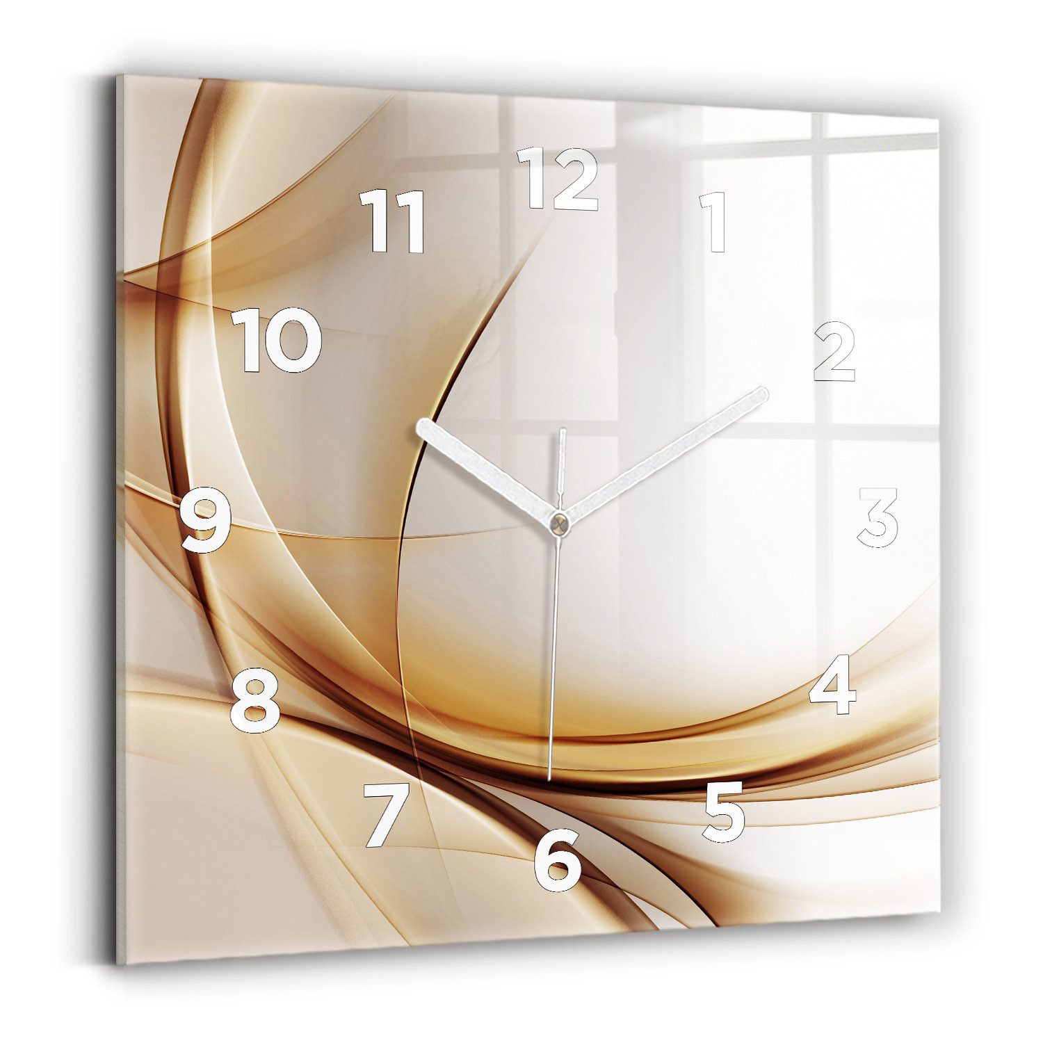 Tulup Wanduhr Glamur Glasuhr Goldene Abstraktion Rechteckige Uhr aus Gehärtetem Glas