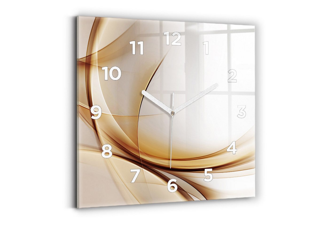 Tulup Wanduhr Glamur Glasuhr Goldene Abstraktion Rechteckige Uhr aus Gehärtetem Glas