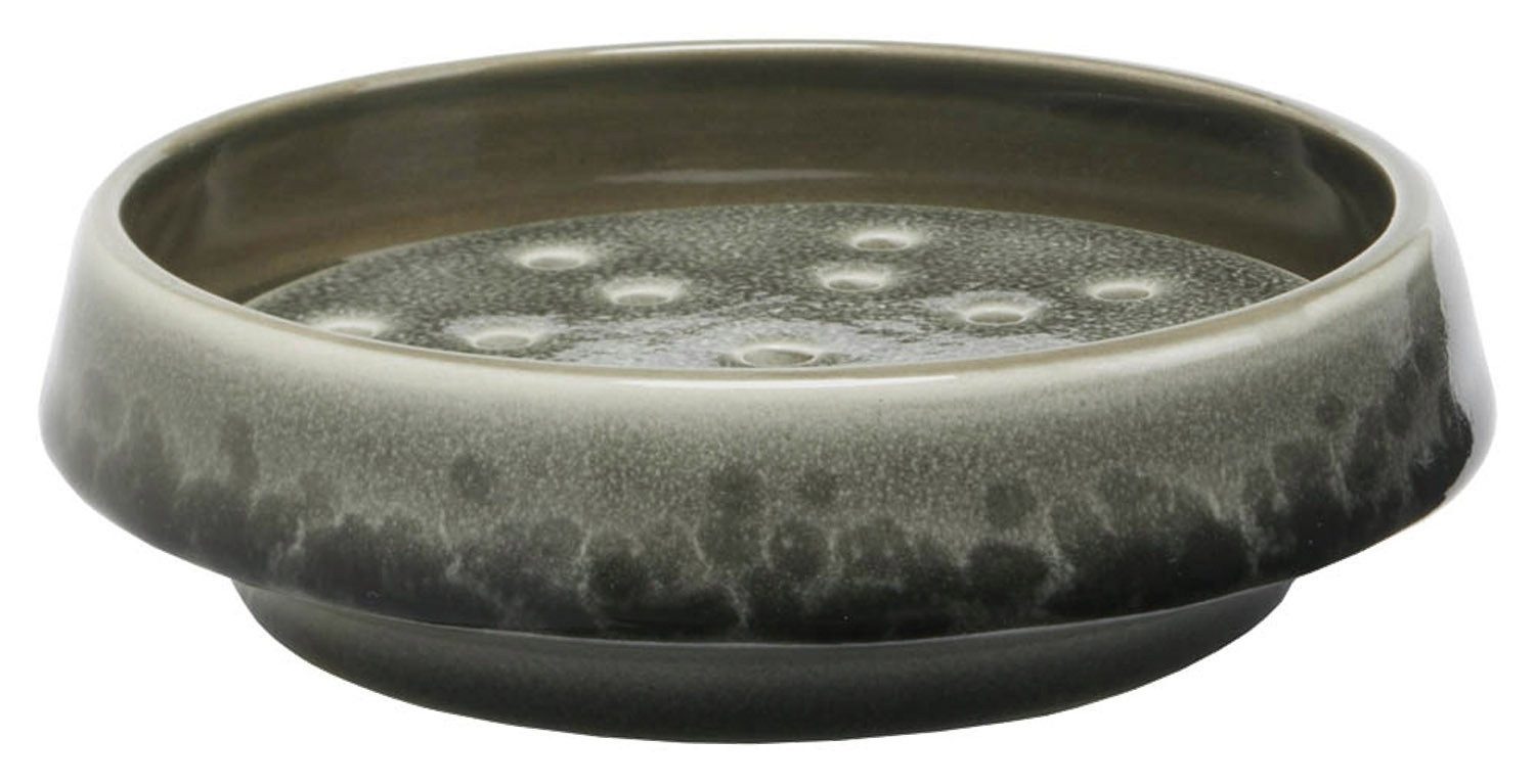 Aquanova Seifenschale FIGO, Ø 13 cm, Grün, Braun, Steingut, glasiert, Ø 13 cm