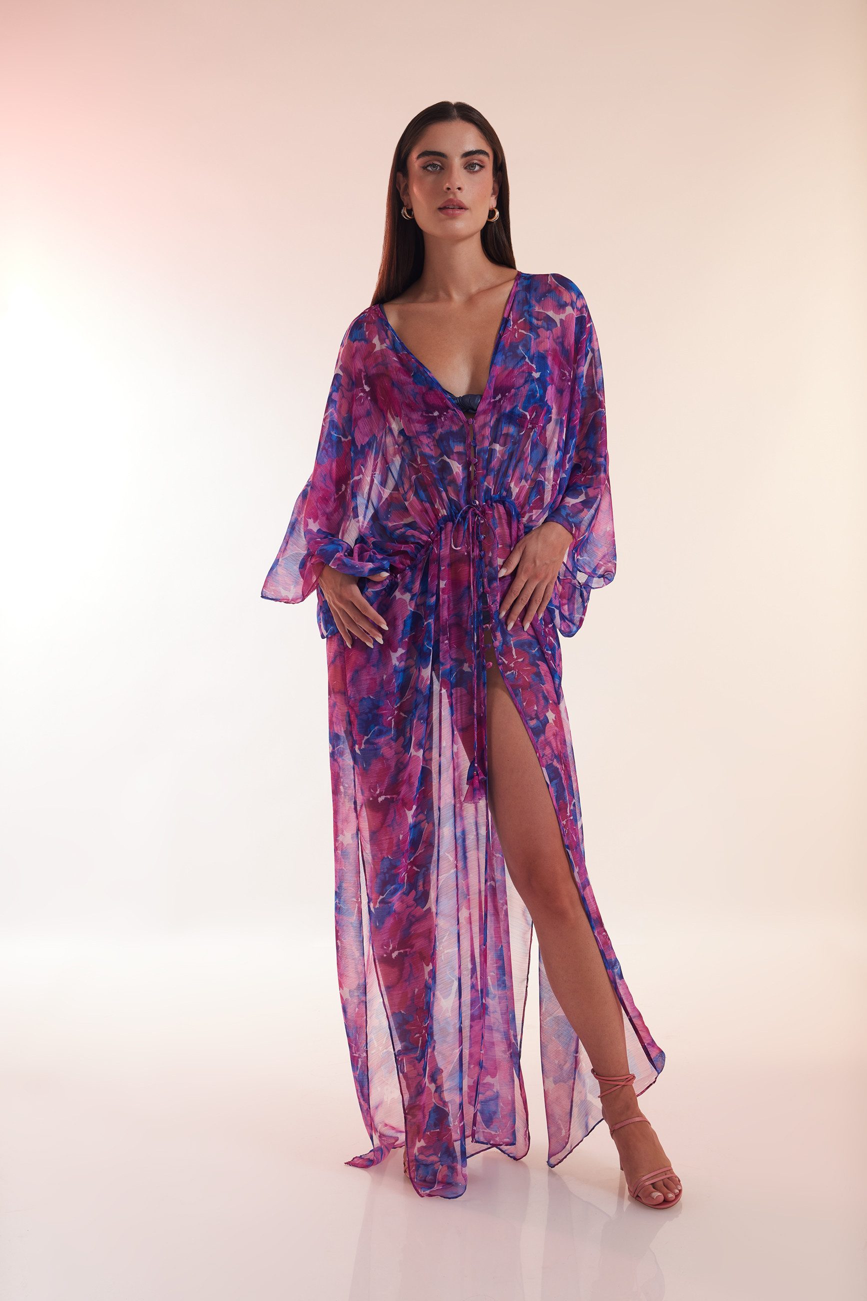 ADLYSH Kimono Beach Blues Kimono, V-Ausschnitt