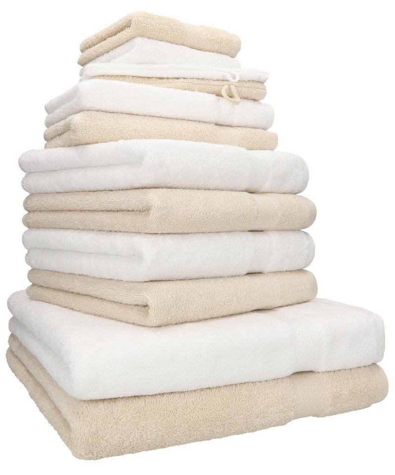 Betz Handtuch Set 12-TLG. Handtuch Set Premium Farbe weiß/Sand, 100%  Baumwolle, (12-tlg)