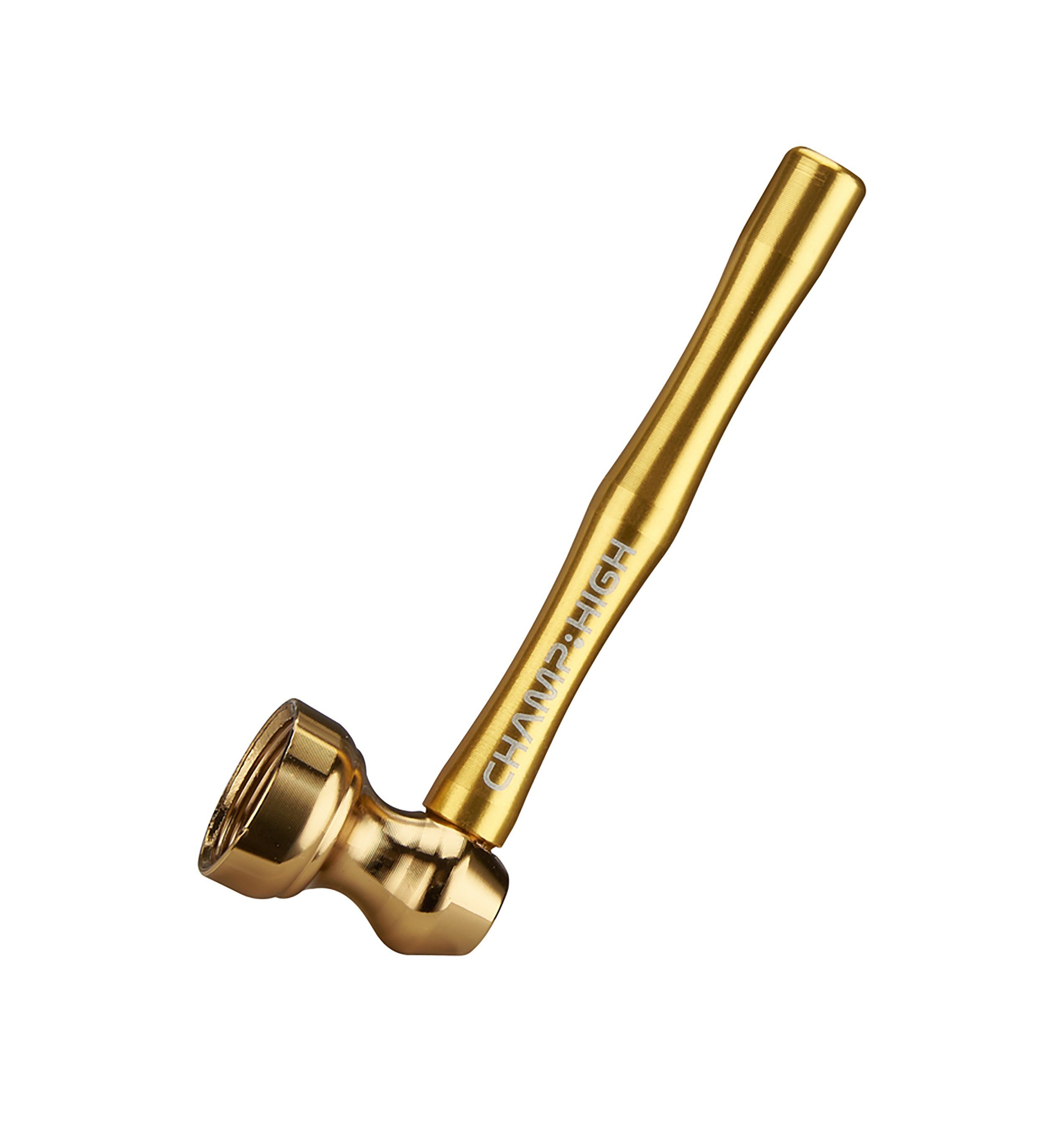 CHAMP HIGH Signalpfeife MINI PFEIFE ALU 8,5cm lang + 5 Sieben Rauchpfeife 83 (Gold), Handpfeife Tabakpfeife Tabak Pipe
