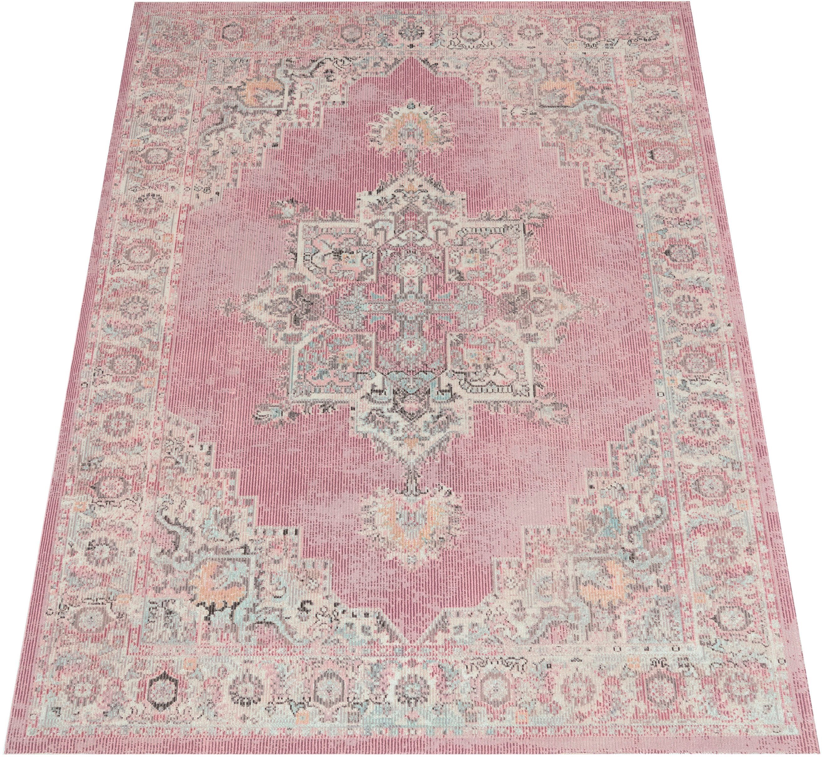 Paco Teppich Kurzflor, pink moderne Home, 8 In- mm, Optik, und rechteckig, Torres 275, Orient Outdoor Used-Look, Höhe: geeignet