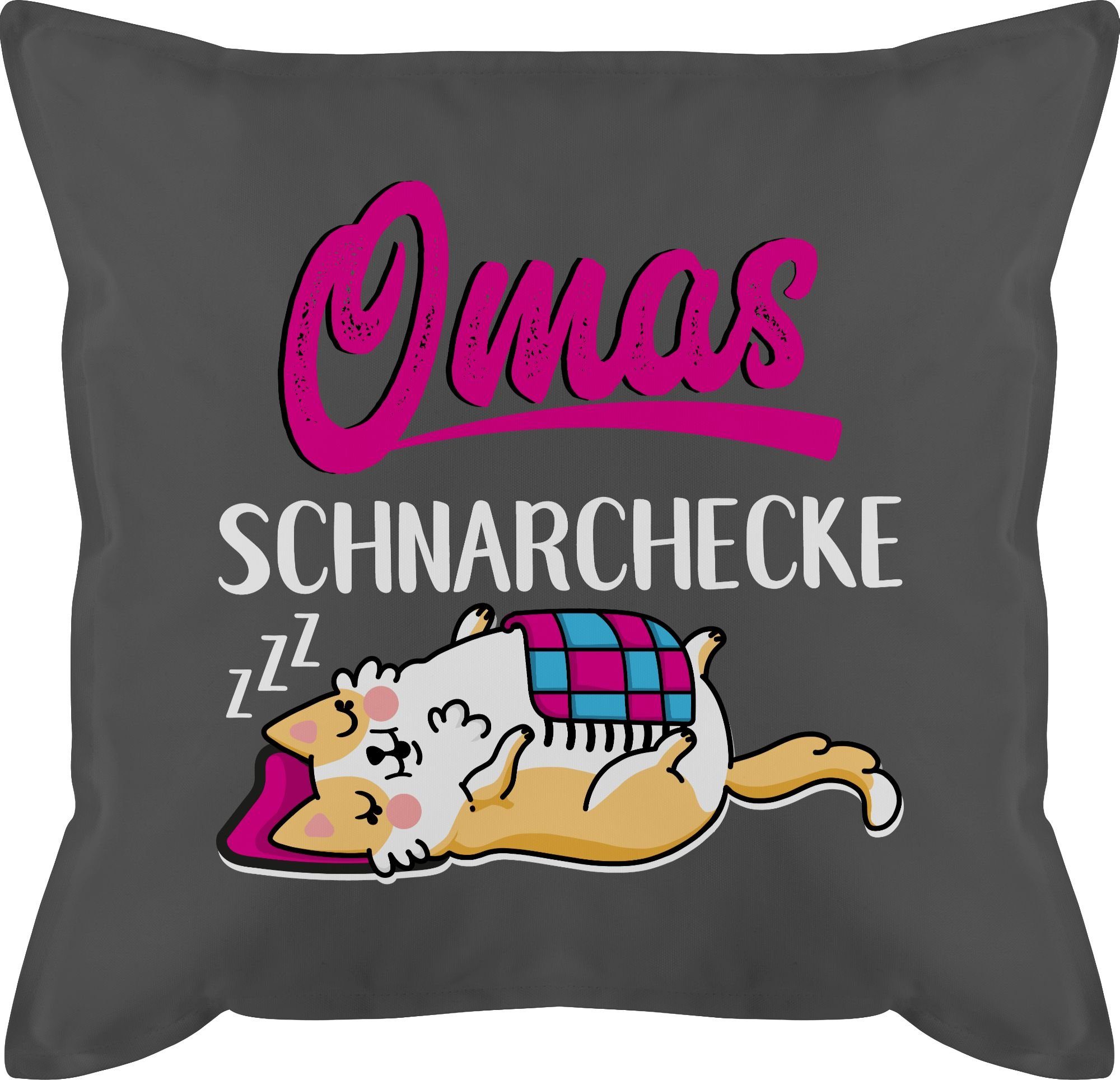 Shirtracer Dekokissen Omas Schnarchecke - weiß/fuchsia, Oma Großmutter 1 Grau