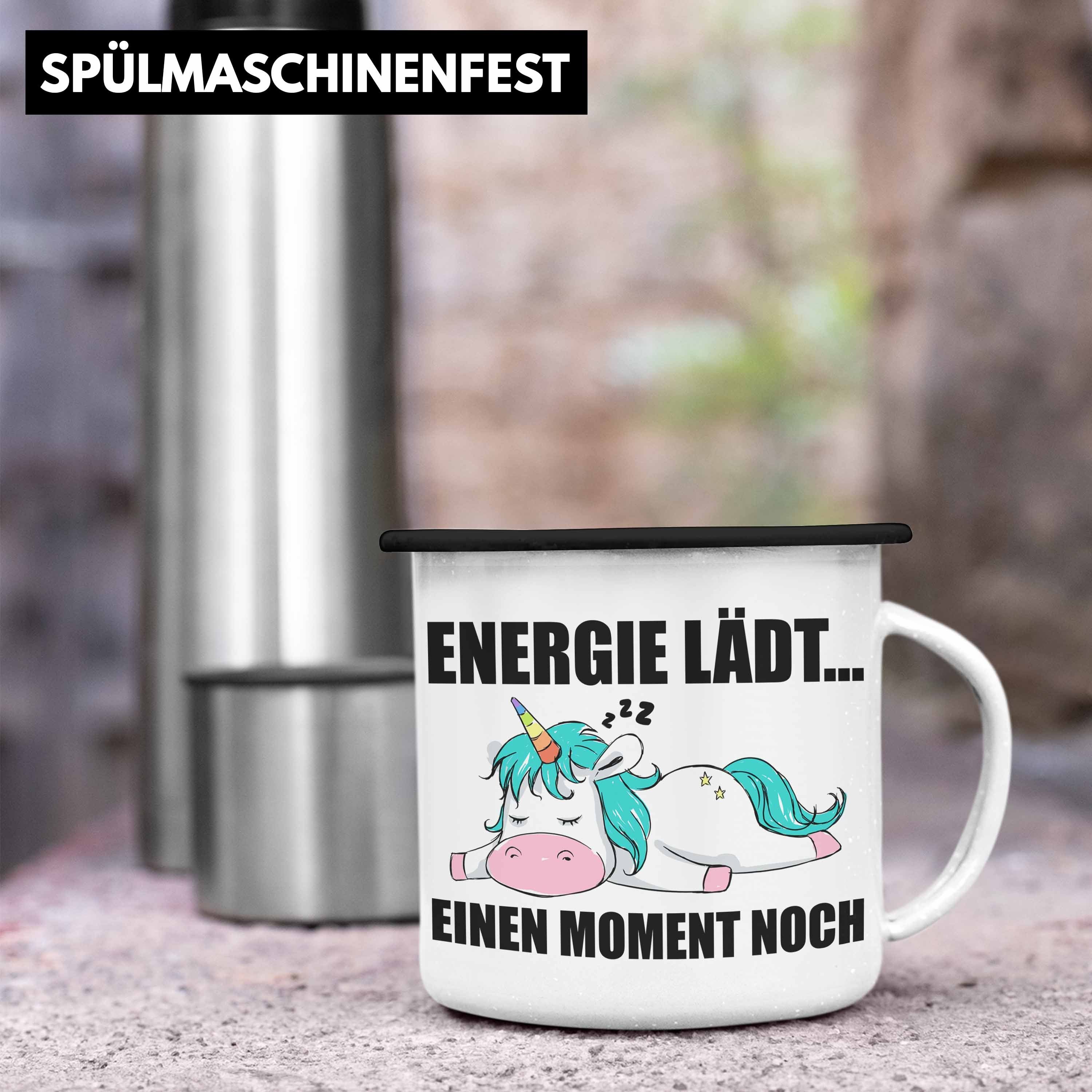 Tasse KaffeeEmaille Trendation Einhorn Emaille Schwarz Spruch Geschenk Thermotasse Trendation Frauen Tasse Kollege mit - Arbeitskollege