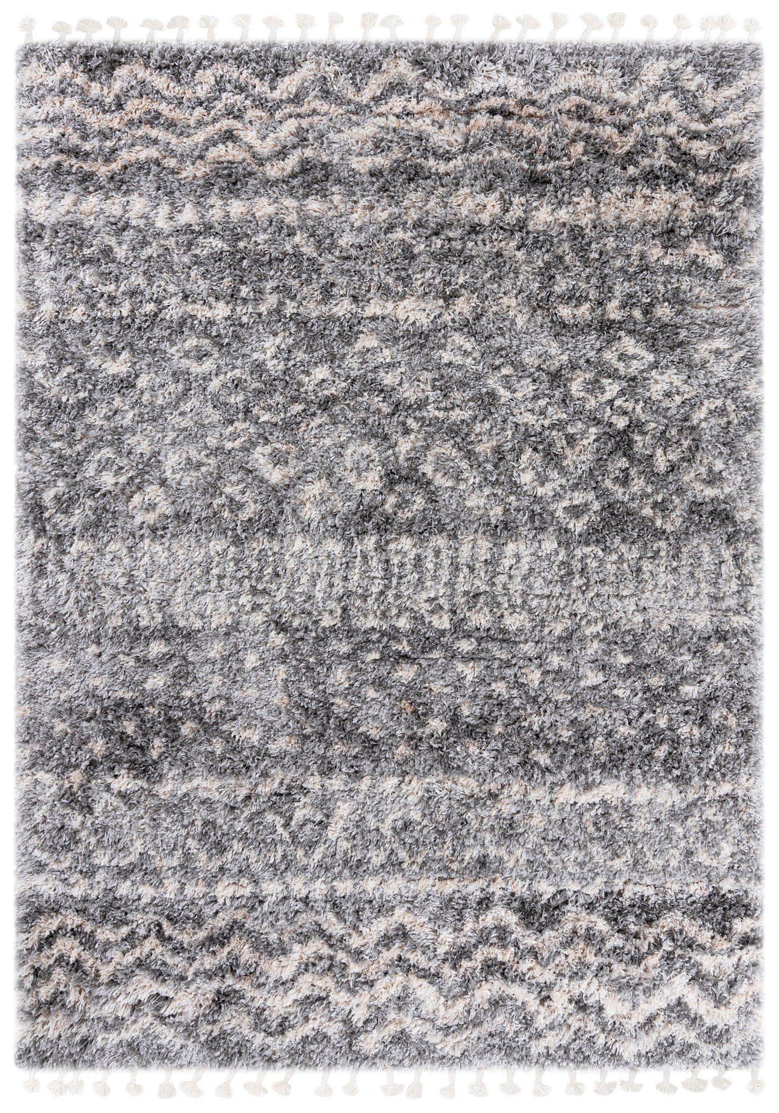 Hochflor-Teppich Hochflor Shaggy Teppich für Wohnzimmer - Höhe 35 mm Fransen Grau, Mazovia, 200 x 300 cm, Pflegeleicht, Boho - look, Langflor, Rechteckig, Weich