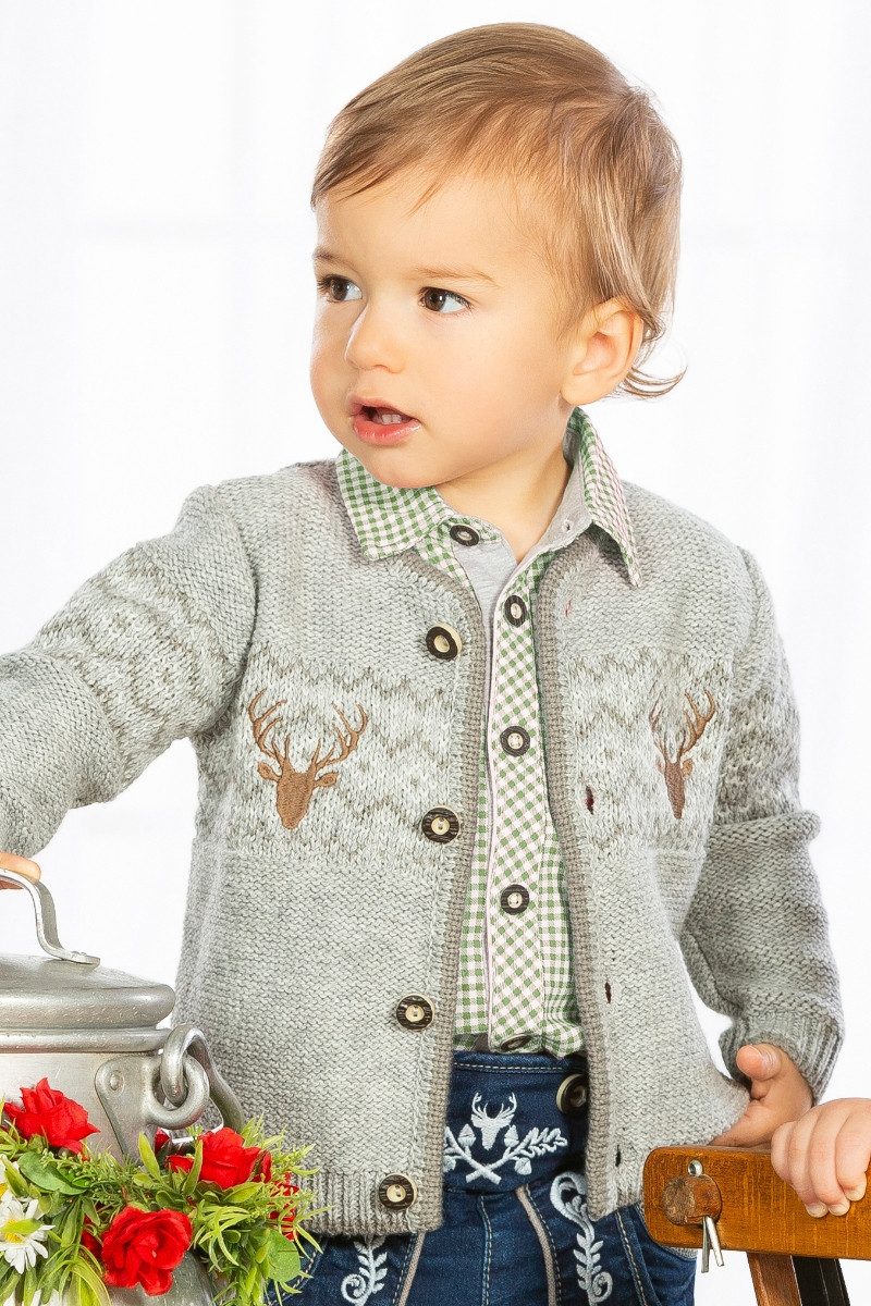 BONDI Trachtenkleid Strickjacke Baby/Kind - SPITZBUB - grau melange