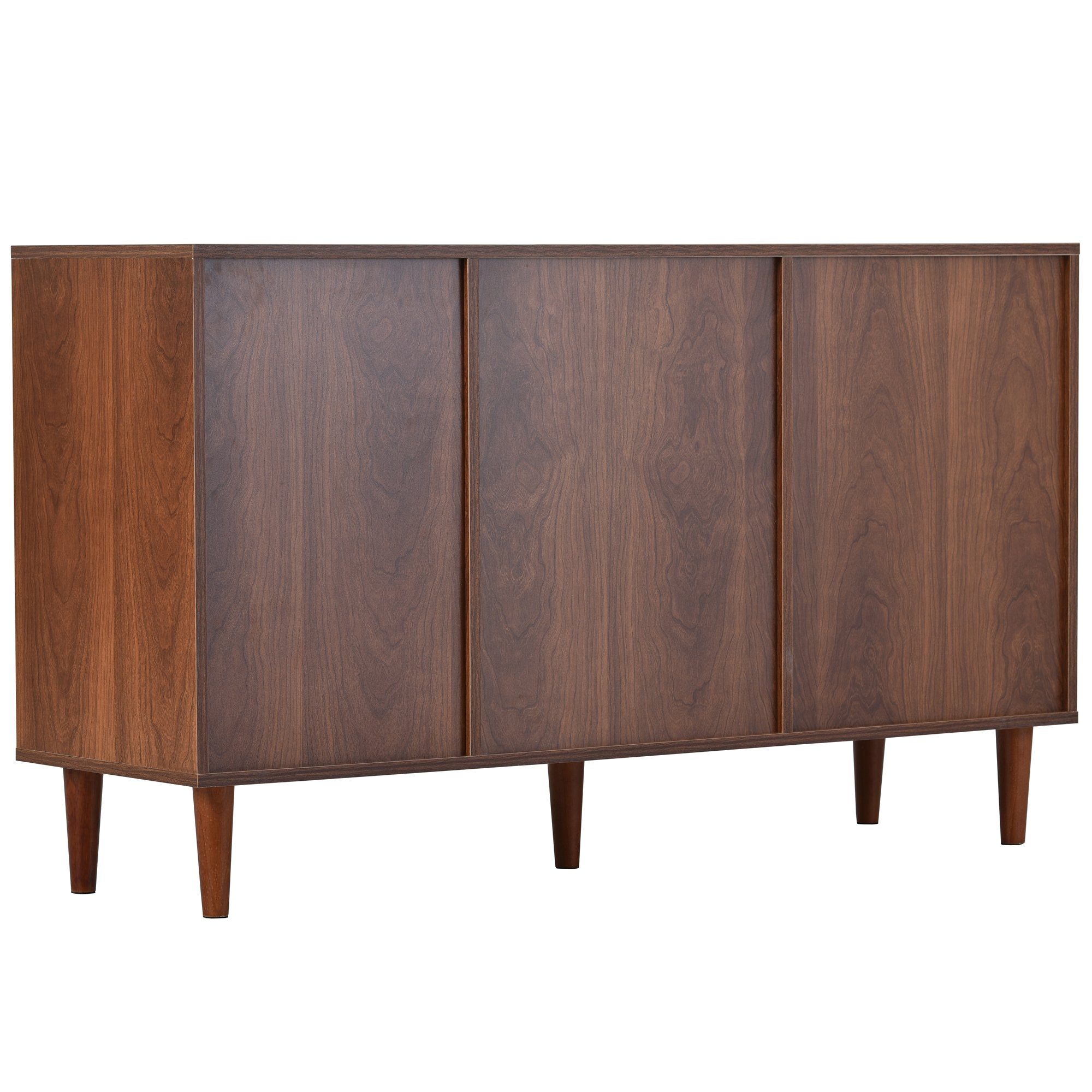 Sideboard (Kommode mit 2 Türen und 2 Schubkästen), Rattan Schubladenkommode Holz, beweglichem Laminat, Breite 130 cm