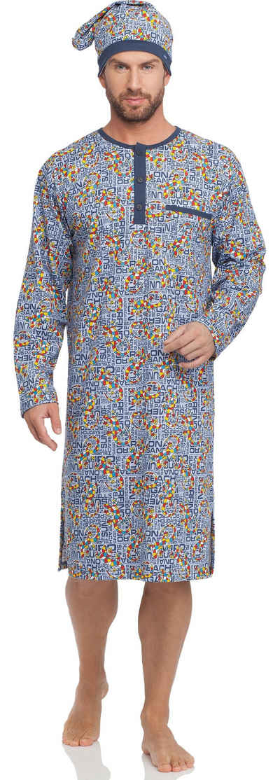 Cornette Nachthemd Herren Nachthemd mit Schlafmütze 110V2015 (1-tlg)