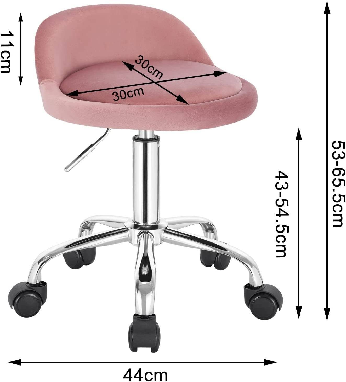 Woltu Bürostuhl, mit Rollen Drehhocker höhenverstellbar Sitzhöhe 43-54,5 cm