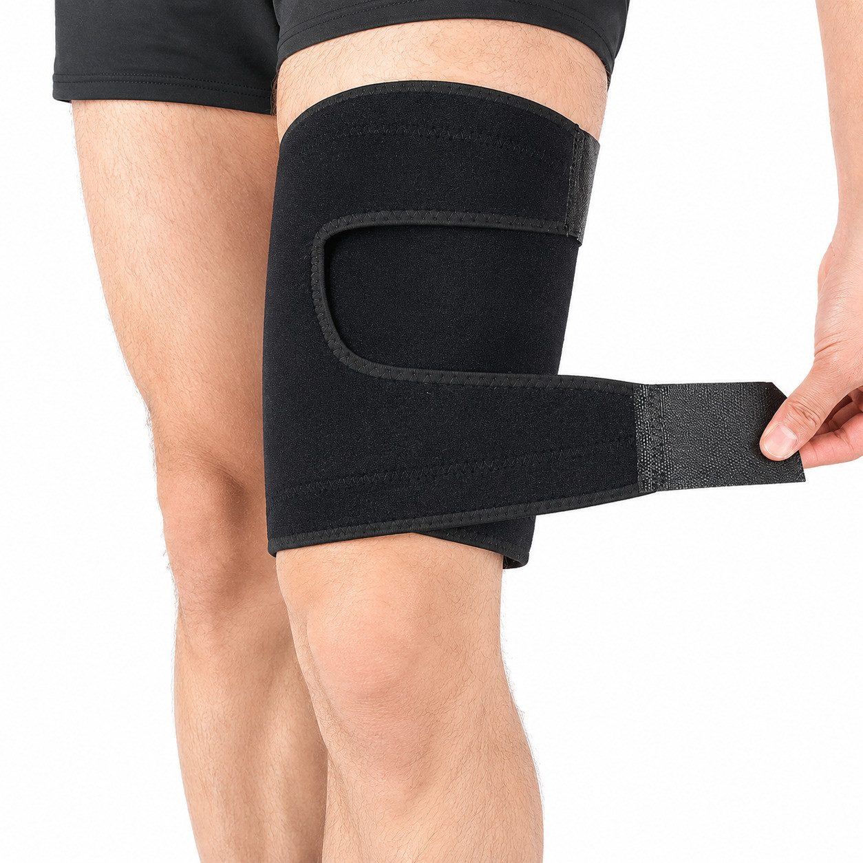 COOL-i ® Oberschenkelbandage Oberschenkel Kompressionsbandage, Verstellbare Hamstring Bandage, mit Anti-Rutsch Silikon für Sport, Fitness & Alltag