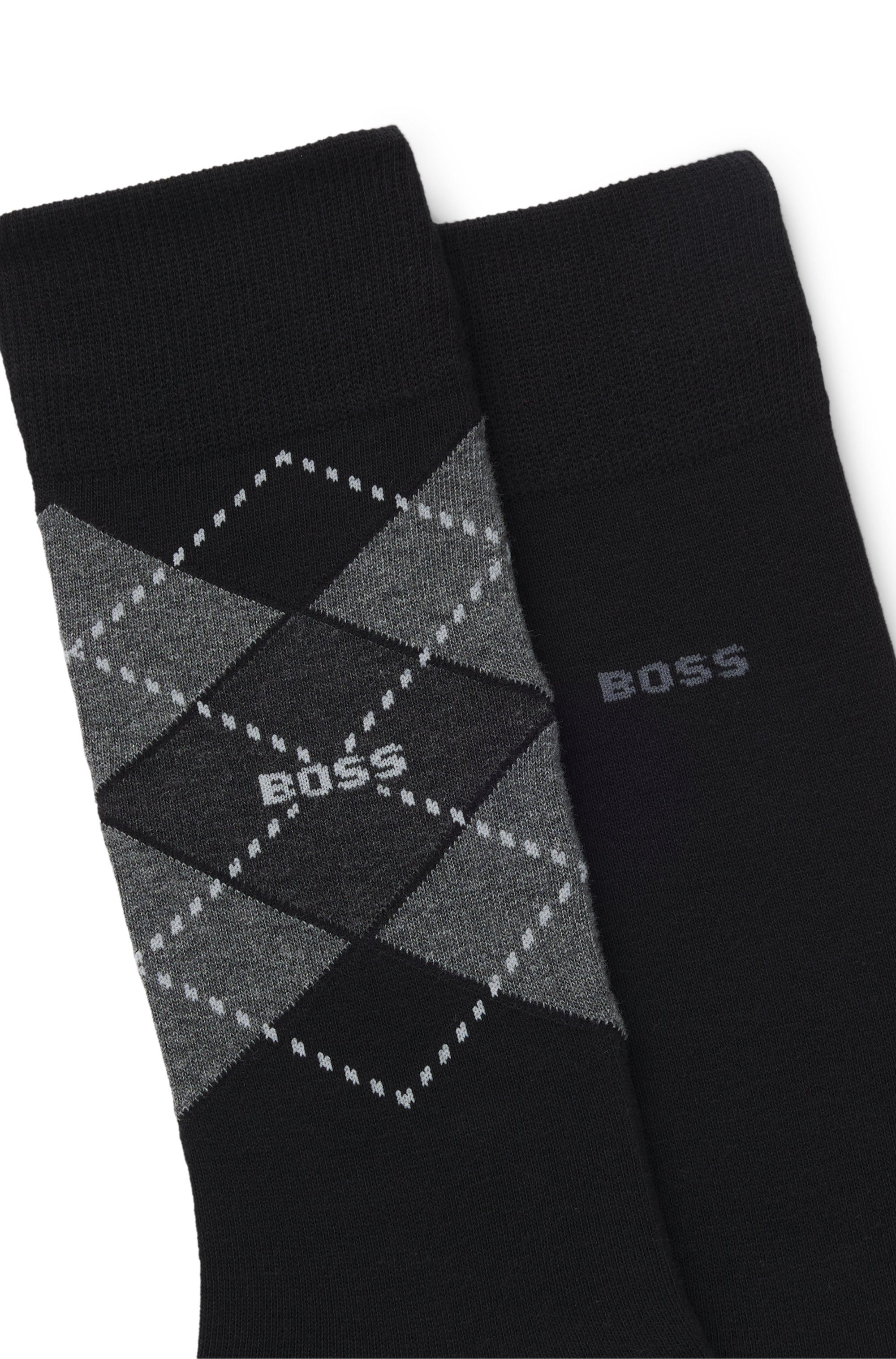 BOSS Socken 2P RS Argyle CC (Packung, 2-Paar, 2er Pack) mit BOSS Schriftzug