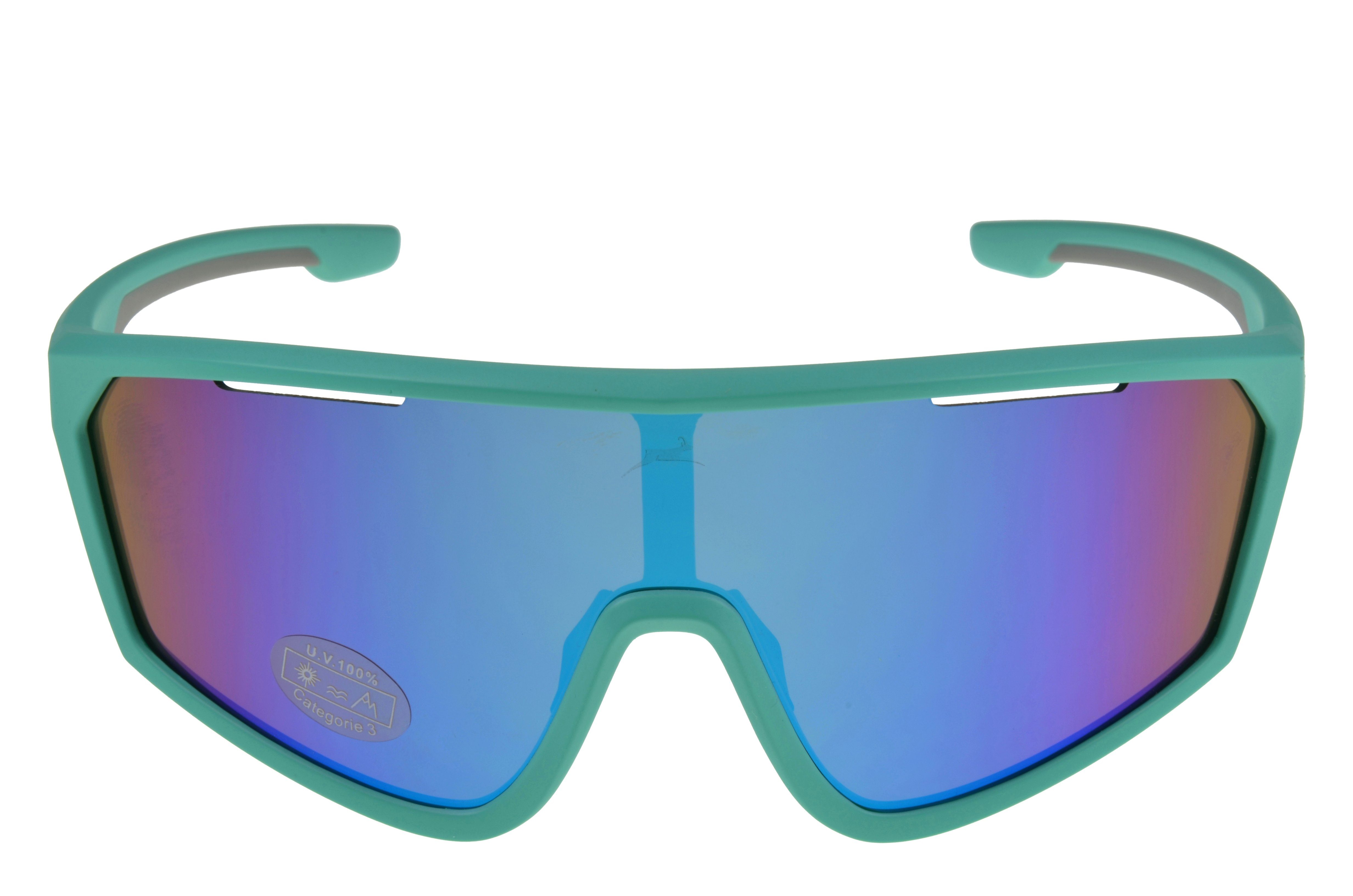 Gamswild Monoscheibensonnenbrille WS5838 Sonnenbrille Skibrille  Fahrradbrille Damen Herren Unisex TR90 tolles Design, grün, blau, weiß