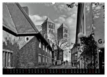 CALVENDO Wandkalender Münster in schwarz-weiß gesehen (Premium, hochwertiger DIN A2 Wandkalender 2023, Kunstdruck in Hochglanz)