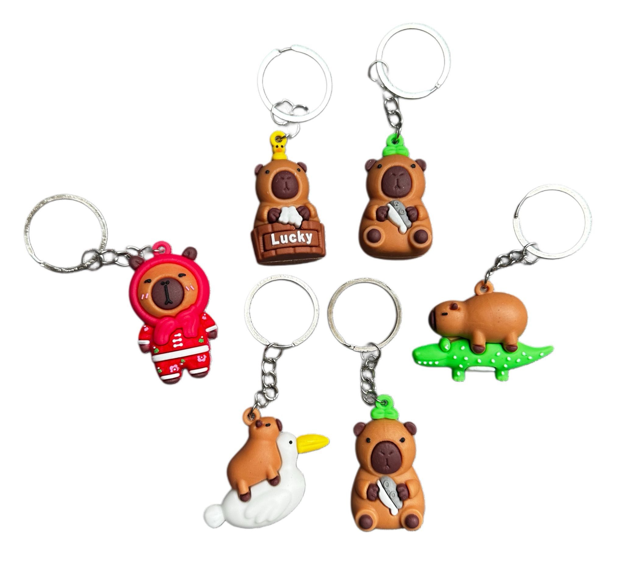 soma Schlüsselanhänger Capybara Anhänger Key Chain 4cm Glücksbringer unsortiert nicht wählbar (Set, 1-tlg., Geschenk-Set), Schlüsselanhänger Haustierschlüsselanhänger Geschenk unsortiert