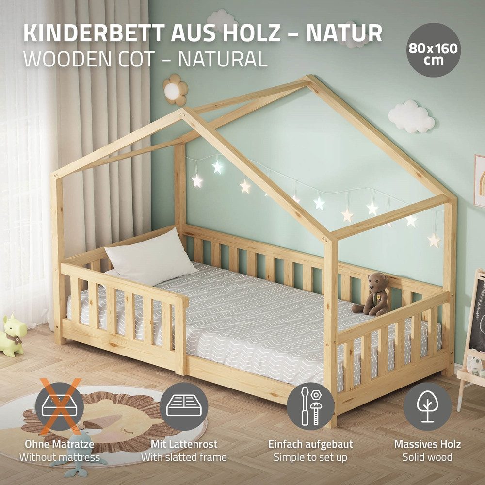 ML-DESIGN Spielbett Hausbett Kinderbett inkl. Lattenrost günstig online kaufen