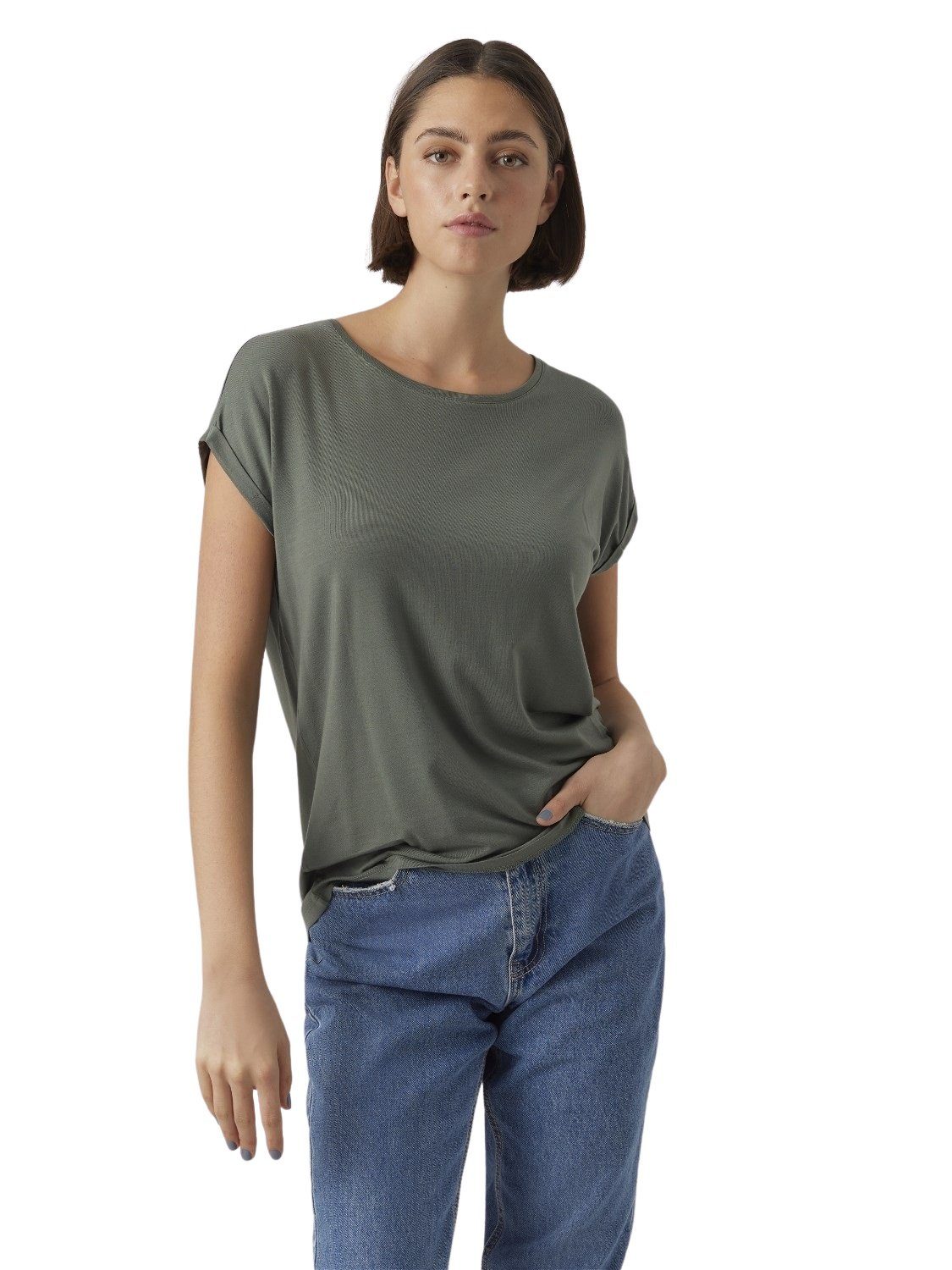 Vero Moda T-Shirt Stilvolles Basic Shirt mit Rundhalsausschnitt (2er-Pack) günstig online kaufen