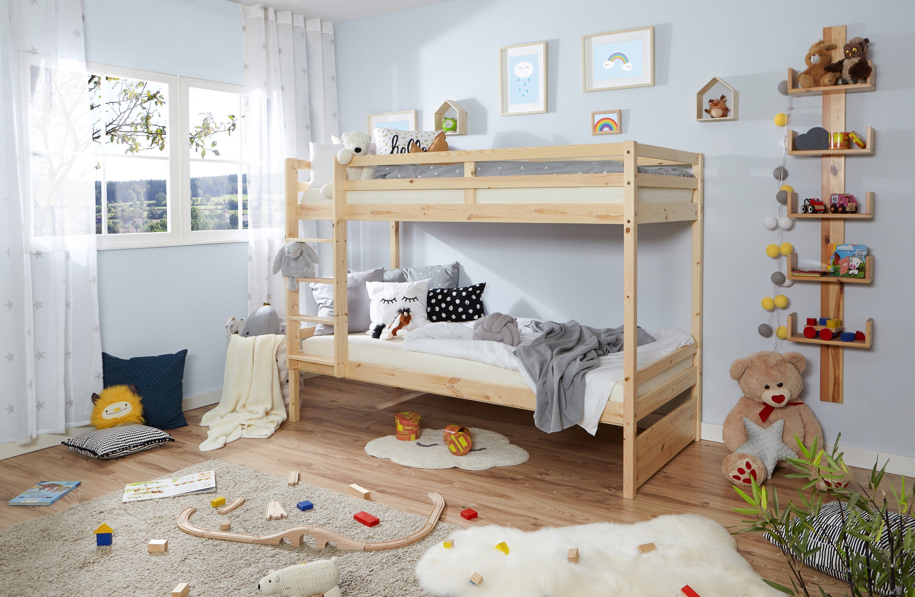 Ticaa Etagenbett Etagenbett Finn Kiefer Natur, Leiter ist wahlweise rechts günstig online kaufen