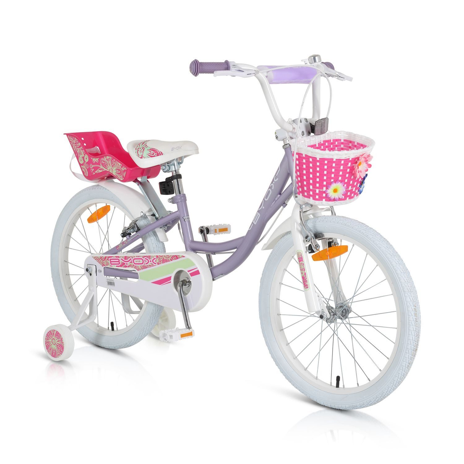 Byox Kinderfahrrad Kinderfahrrad 20 Zoll Fashion Girl, 1 Gang 1 Gang, keine, Stützräder, Korb am Lenker, Puppensitz