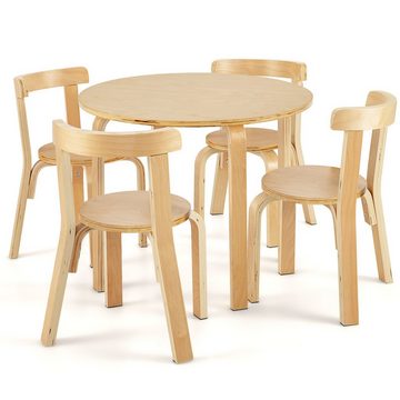 COSTWAY Kindersitzgruppe, (5-tlg), aus Holz, inkl. 1 Tisch & 4 Stühlen