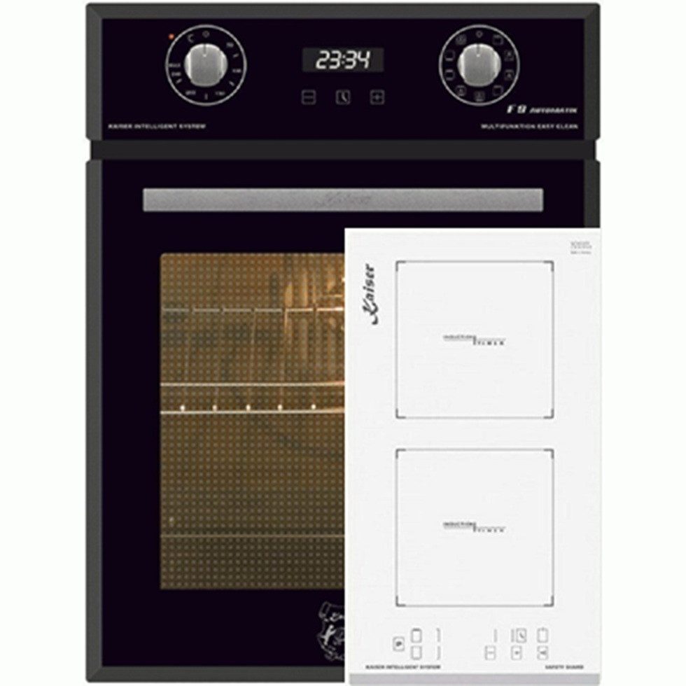 Backofen-Set Herd Set Autark Einbaubackofen 45 cm, Autark, 50 L, 9 Funktionen+Induktions-Kochfeld 30 cm Weißes Glas EH 4747+KCT 3726 FI W