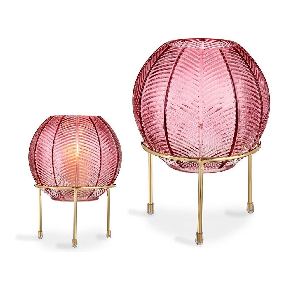 Gift Decor Dekovase Vase Rosa Bold Metall Glas 14,5 x 19,5 x 14,5 cm