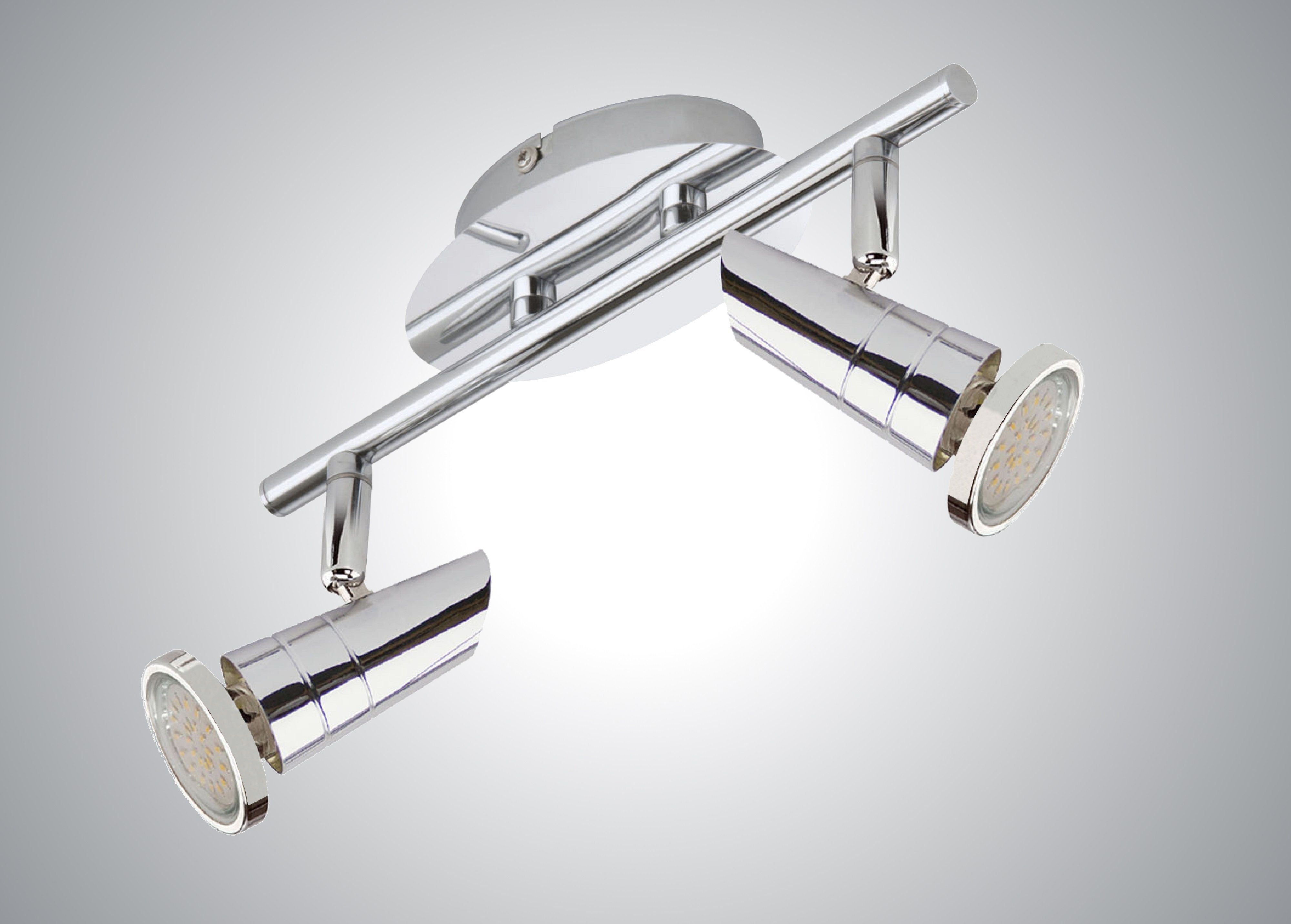 LED *ARIEL* schwenkbar drehbar I TRANGO 3 I I Chrom-Optik Deckenstrahler Deckenleuchte inkl. Spots Watt Deckenlampe 2x Deckenspots, Deckenspots, GU10 LED und in 2-flammig Leuchtmittel 2001-028 LED