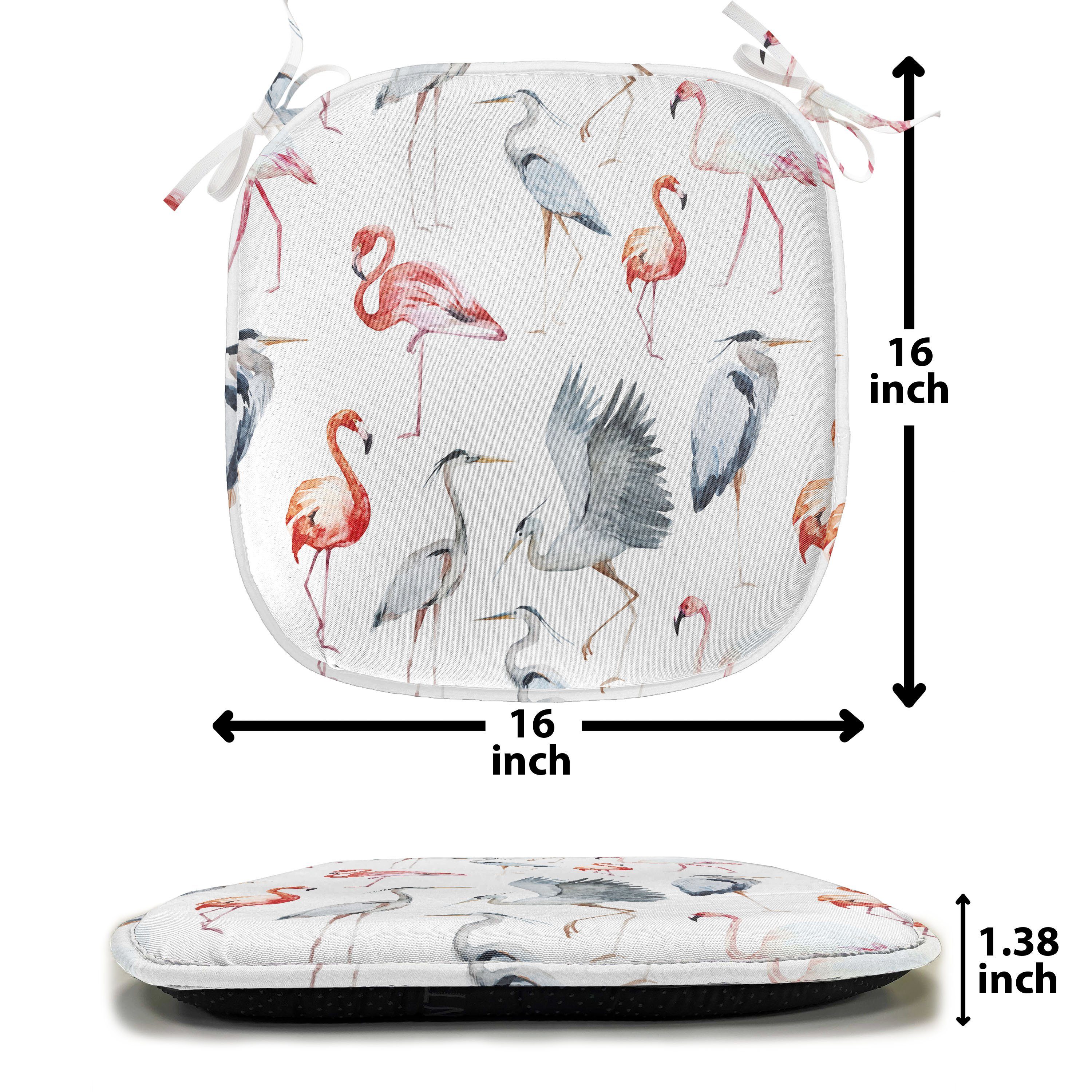 Stuhlkissen mit wasserfestes Reiher Dekoratives Küchensitze, Flamingo Aquarell Abakuhaus für Vögel Riemen Kissen