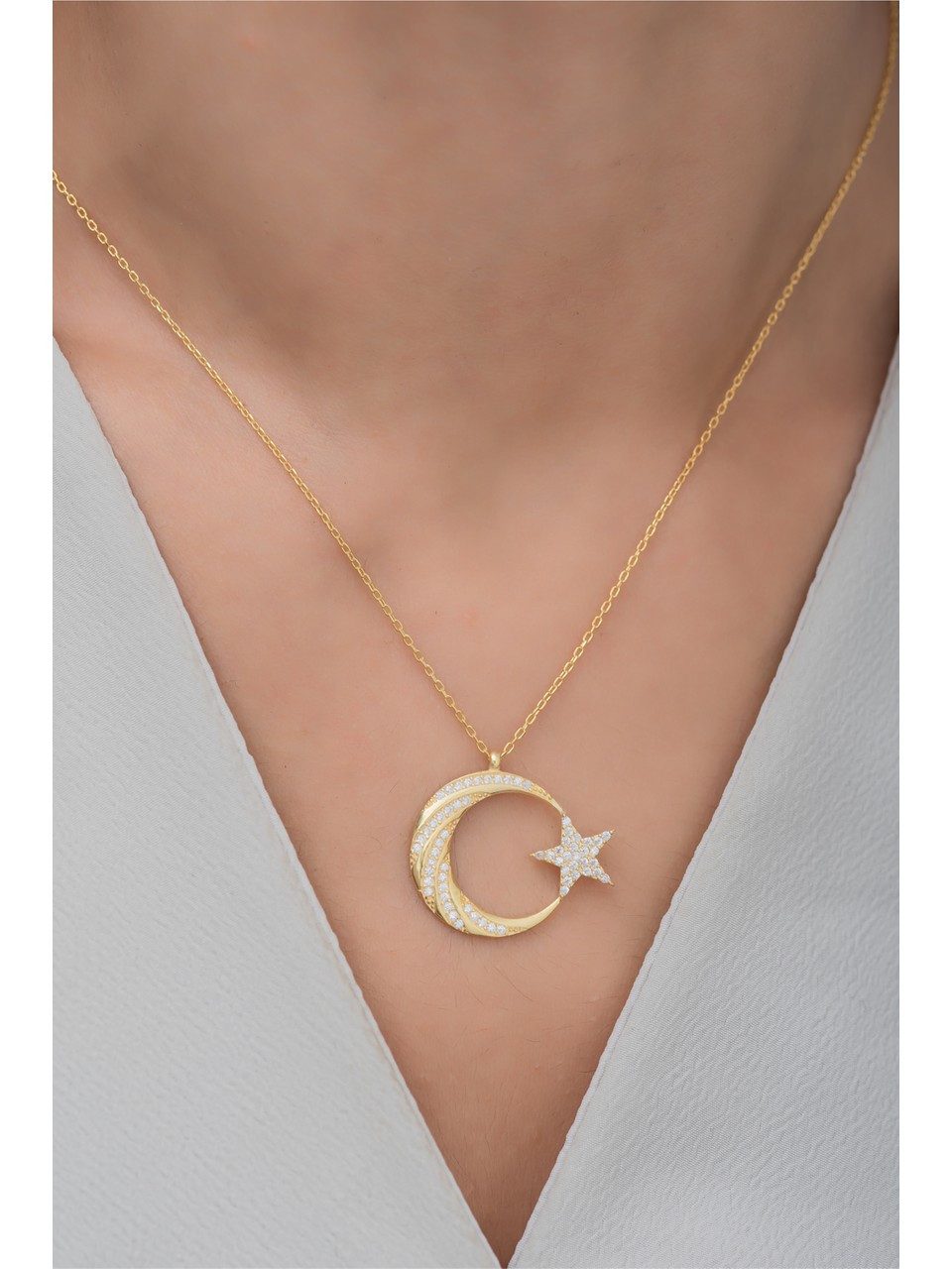 Nisan Ohrring-Set, Halbmond- und Sternanhänger Damen Halskette, Silber, gol günstig online kaufen