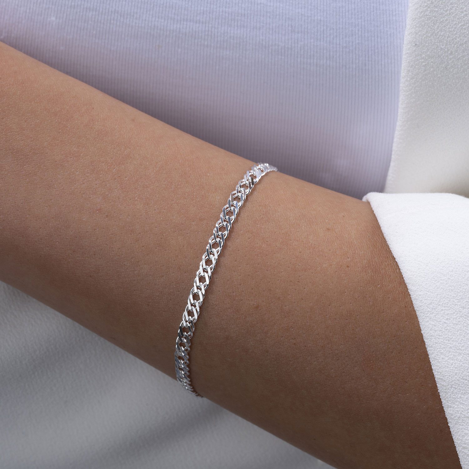 Materia Armkette Damen Silber Zwillings-Panzerkette 3,9mm SA-136, 925 Sterl günstig online kaufen